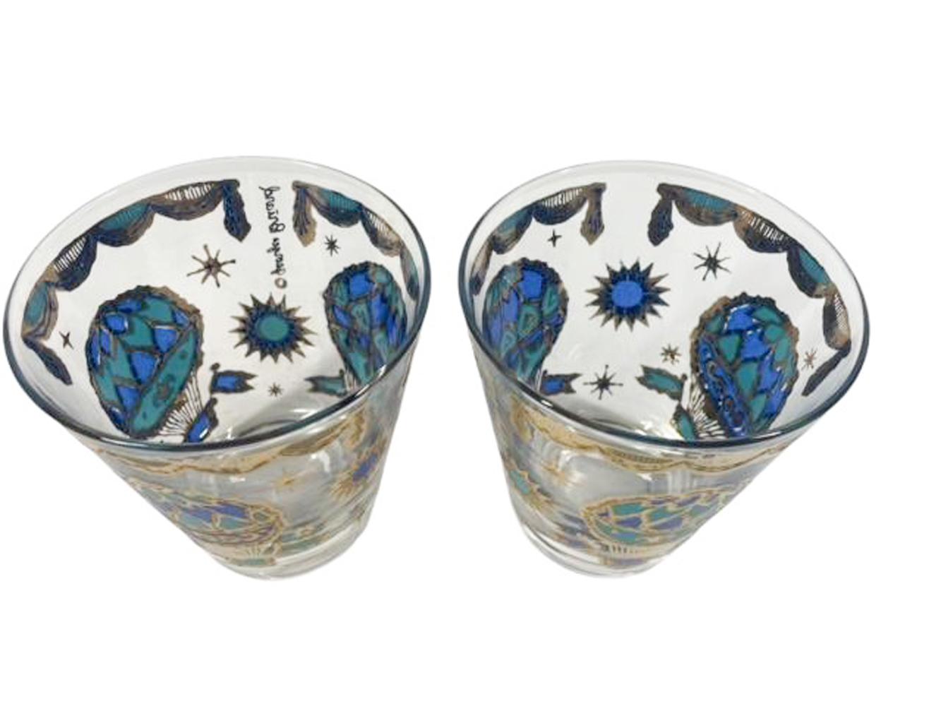 Mid-Century Georges Briard Hot Air Balloon Double Old Fashioned Glasses For Sale 1