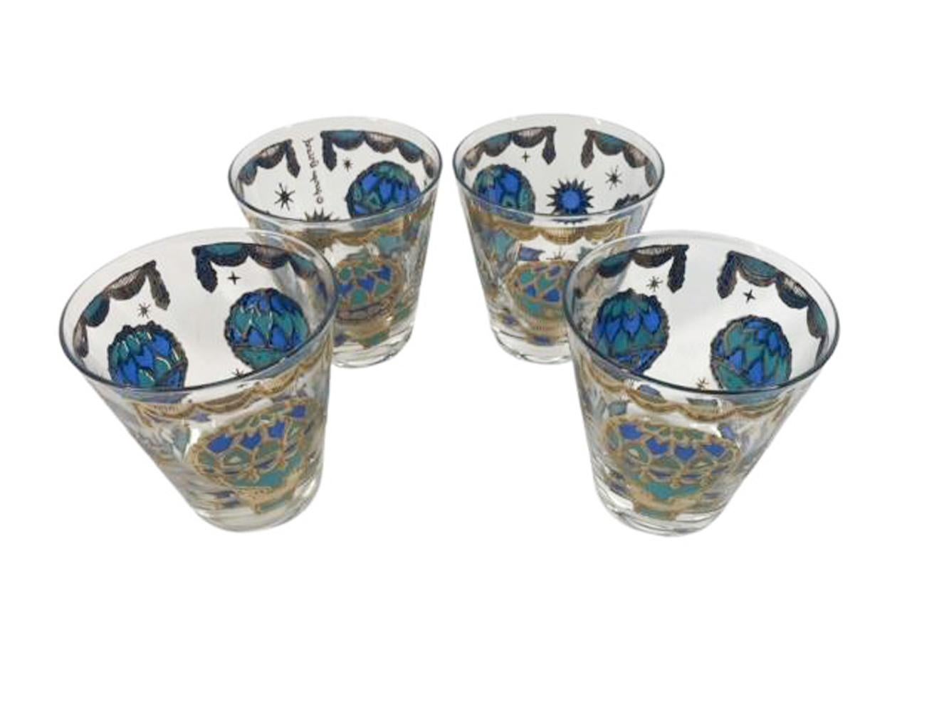Mid-Century Georges Briard Hot Air Balloon Double Old Fashioned Glasses For Sale 3