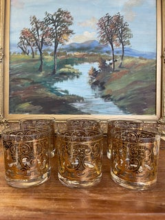 Mid-Century Georges Briard Lowball Gläser - Satz von 6 goldfarbenen Gläsern.