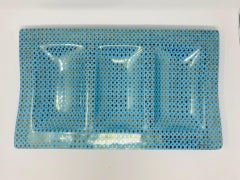 Mid Century Georges Briard Tiffany Blue Diamond Pattern Serving Tray