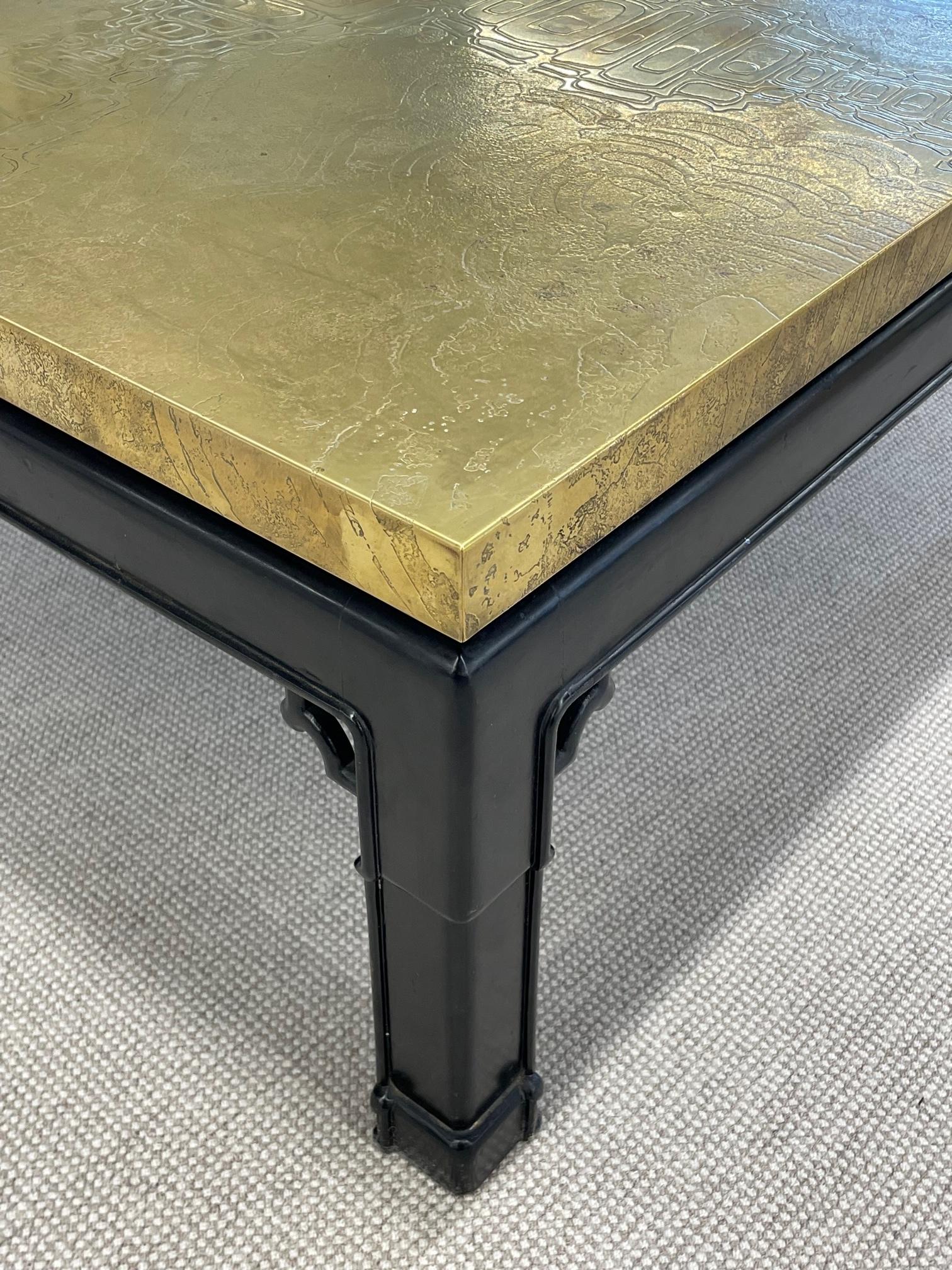 Mid-Century Modern Georges Mathias Belgian Mid-Century Coffee Table, Signed, Etched Brass, 1970s For Sale