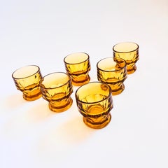 Mid Century Georgian Amber Cordial Glasses - Set of 6