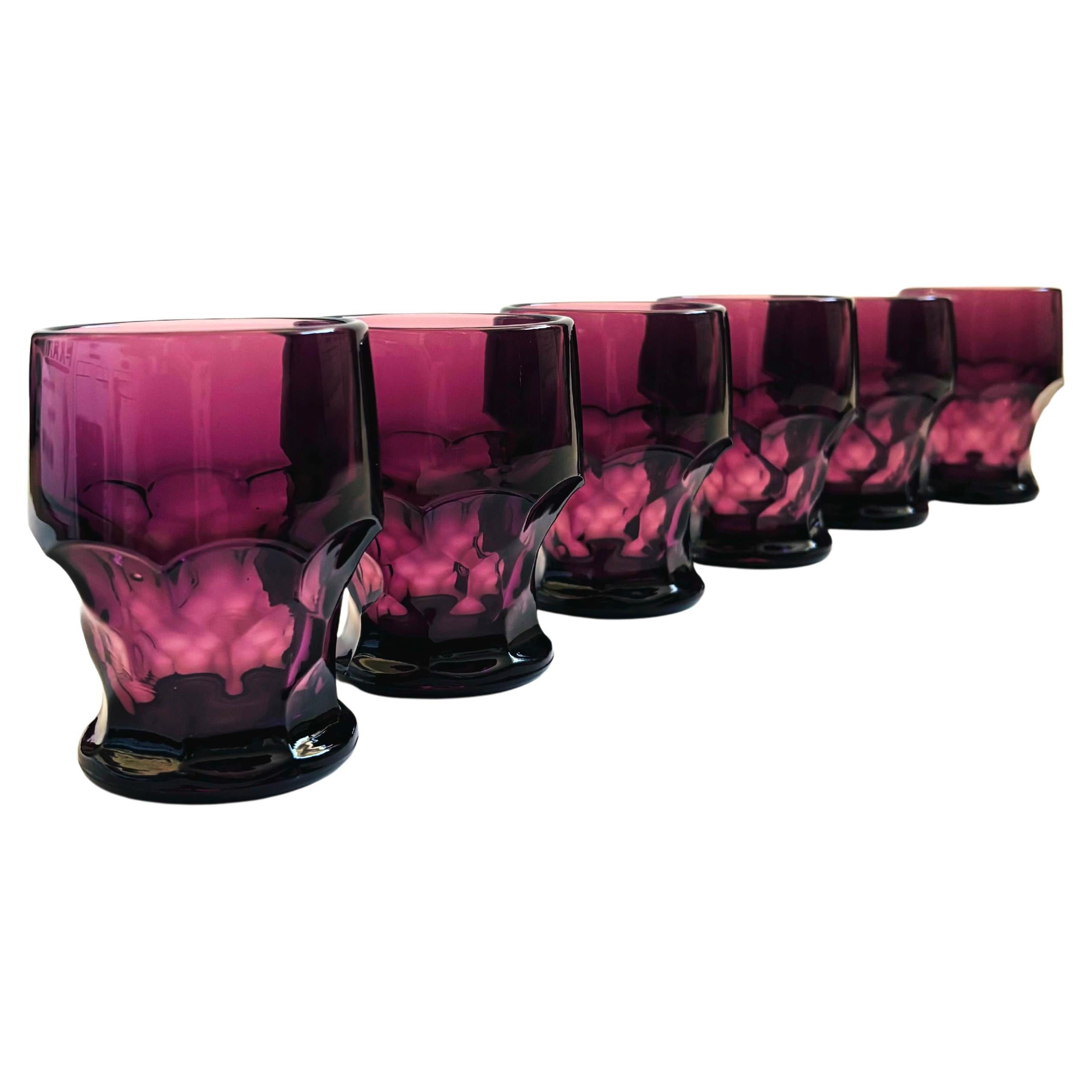 Verres à cocktail en améthyste de style géorgien du milieu du siècle - Lot de 6