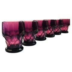 Verres à cocktail en améthyste de style géorgien du milieu du siècle - Lot de 6