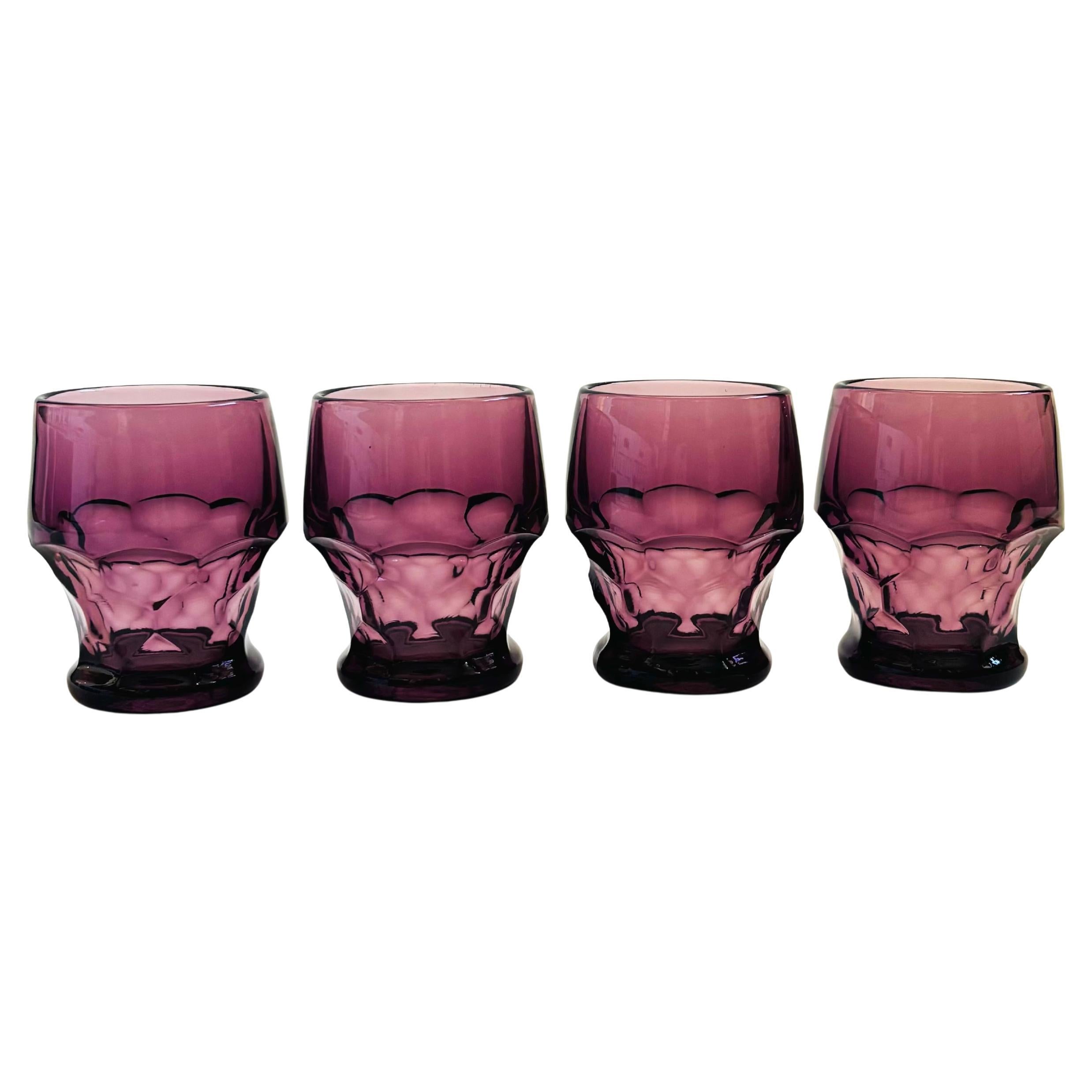 Mid Century Georgian Amethyst Cordial Glasses - Set of 4