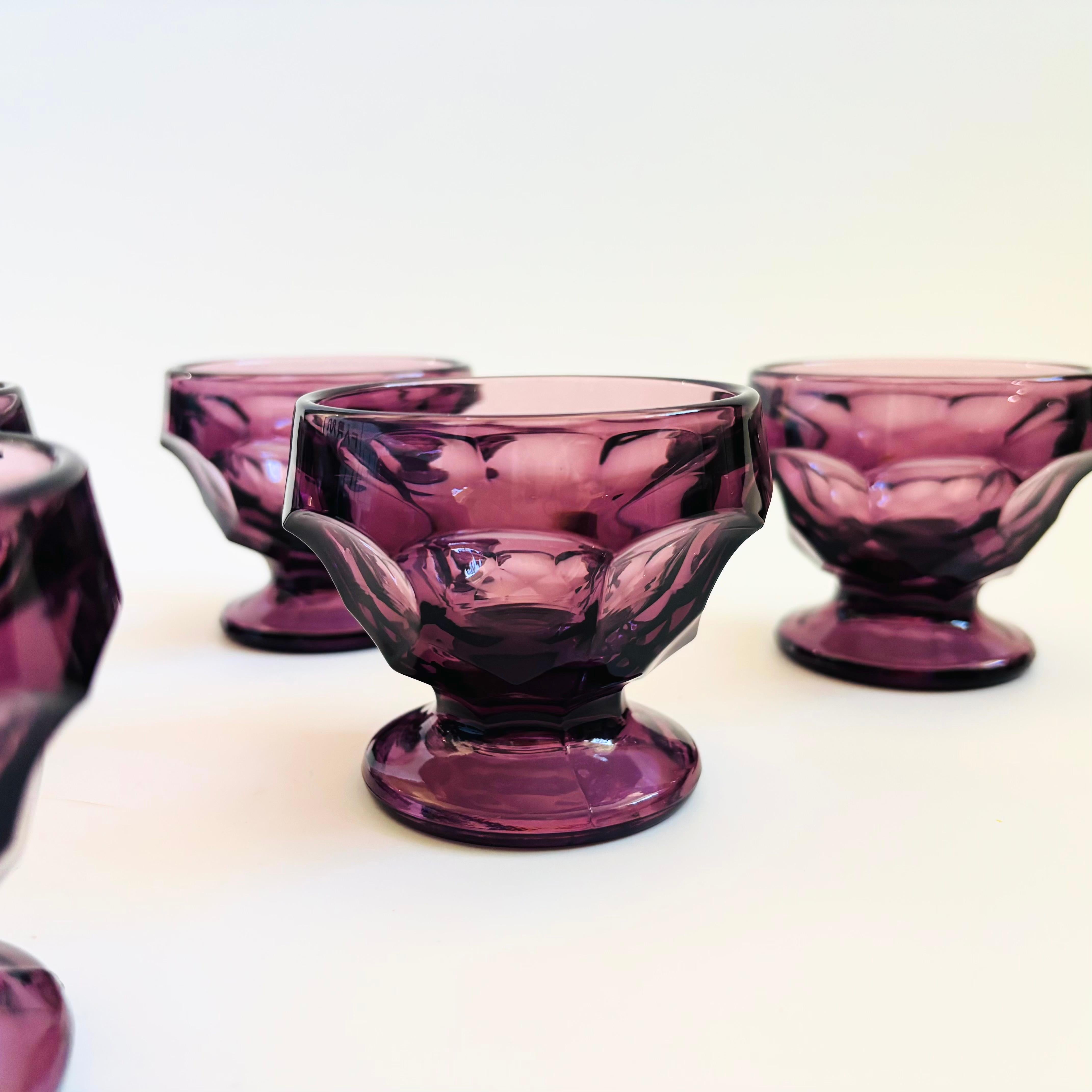 American Mid Century Georgian Amethyst Coupe Glasses - Set of 6 For Sale