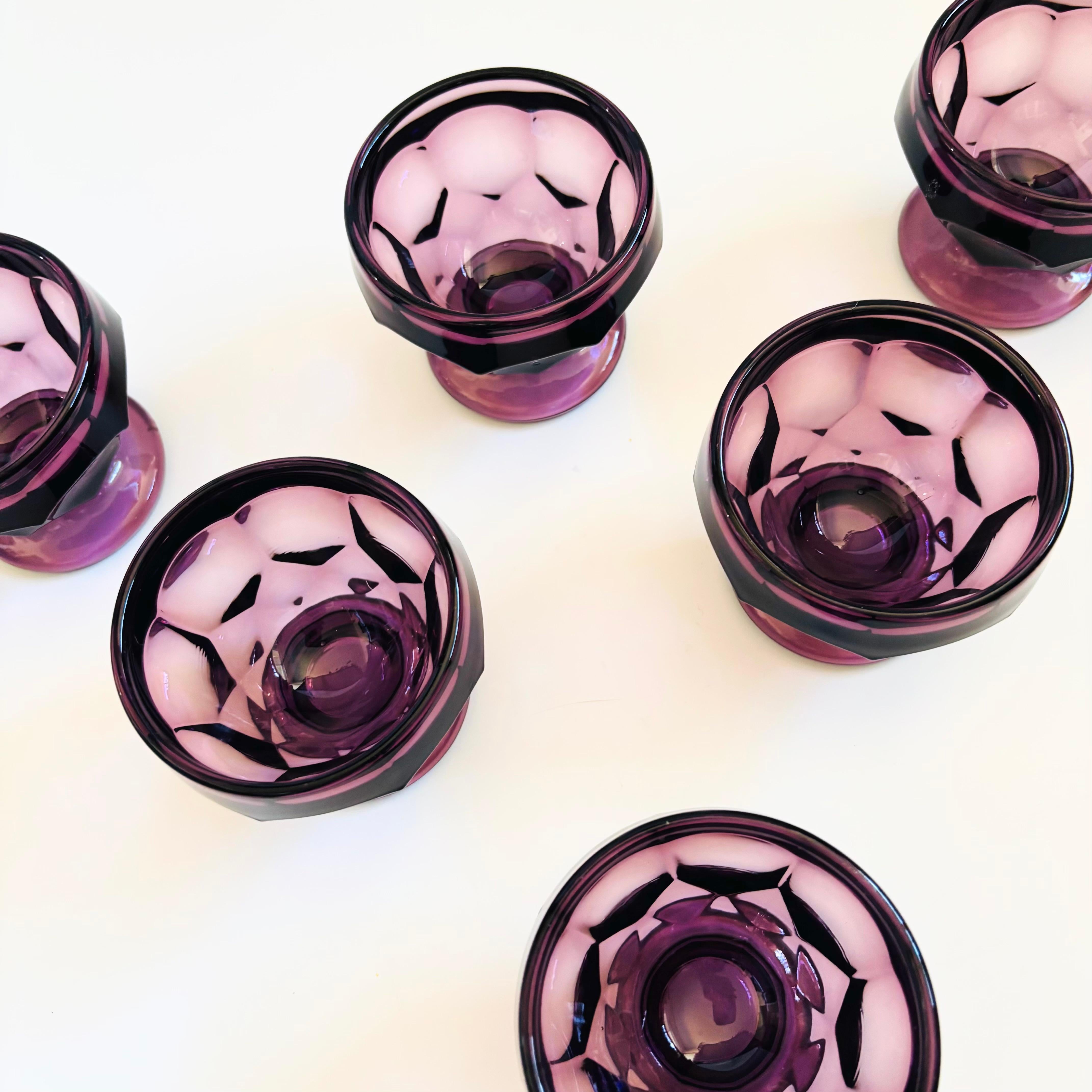 20th Century Mid Century Georgian Amethyst Coupe Glasses - Set of 6 For Sale