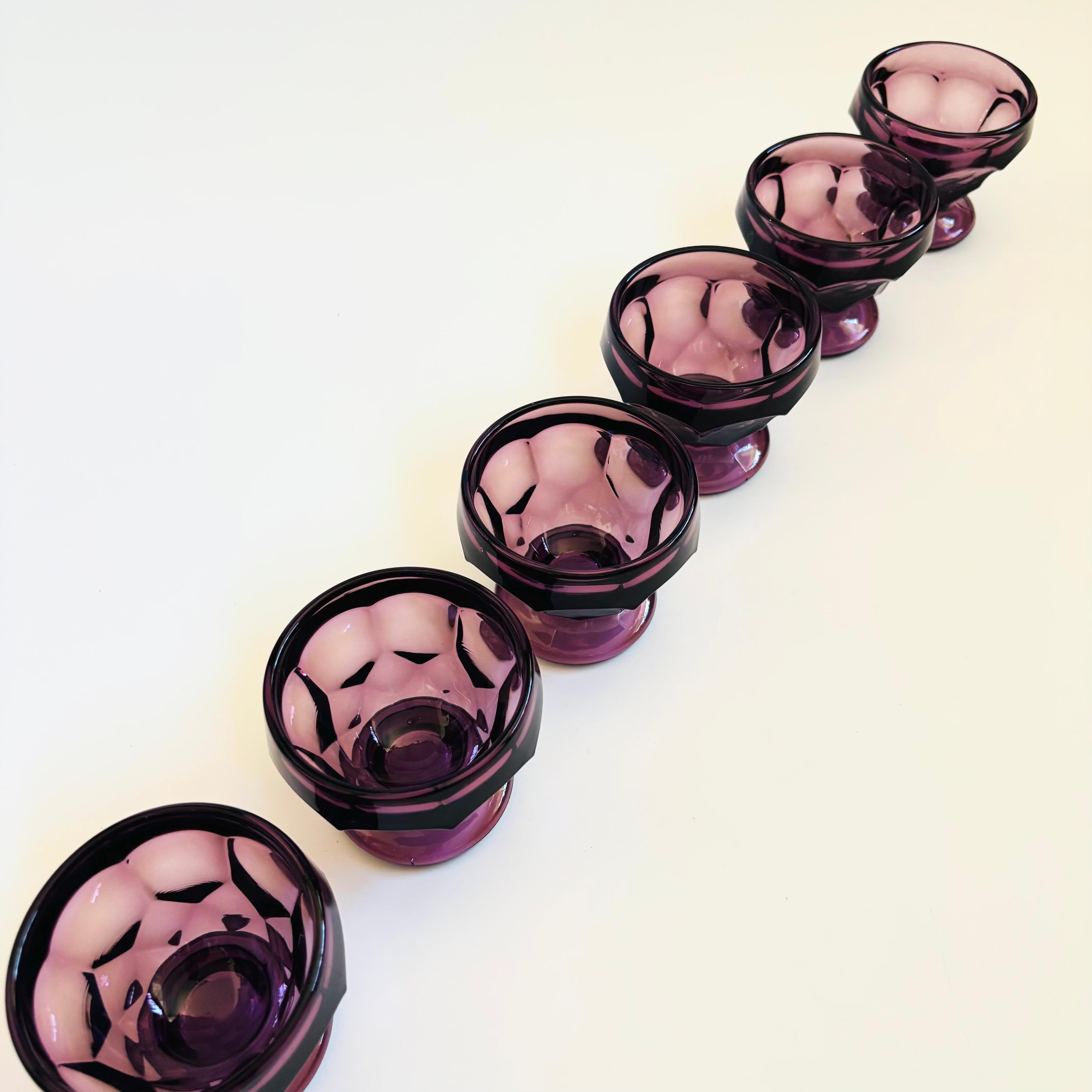 Mid Century Georgian Amethyst Coupe Glasses - Set of 6 For Sale 1