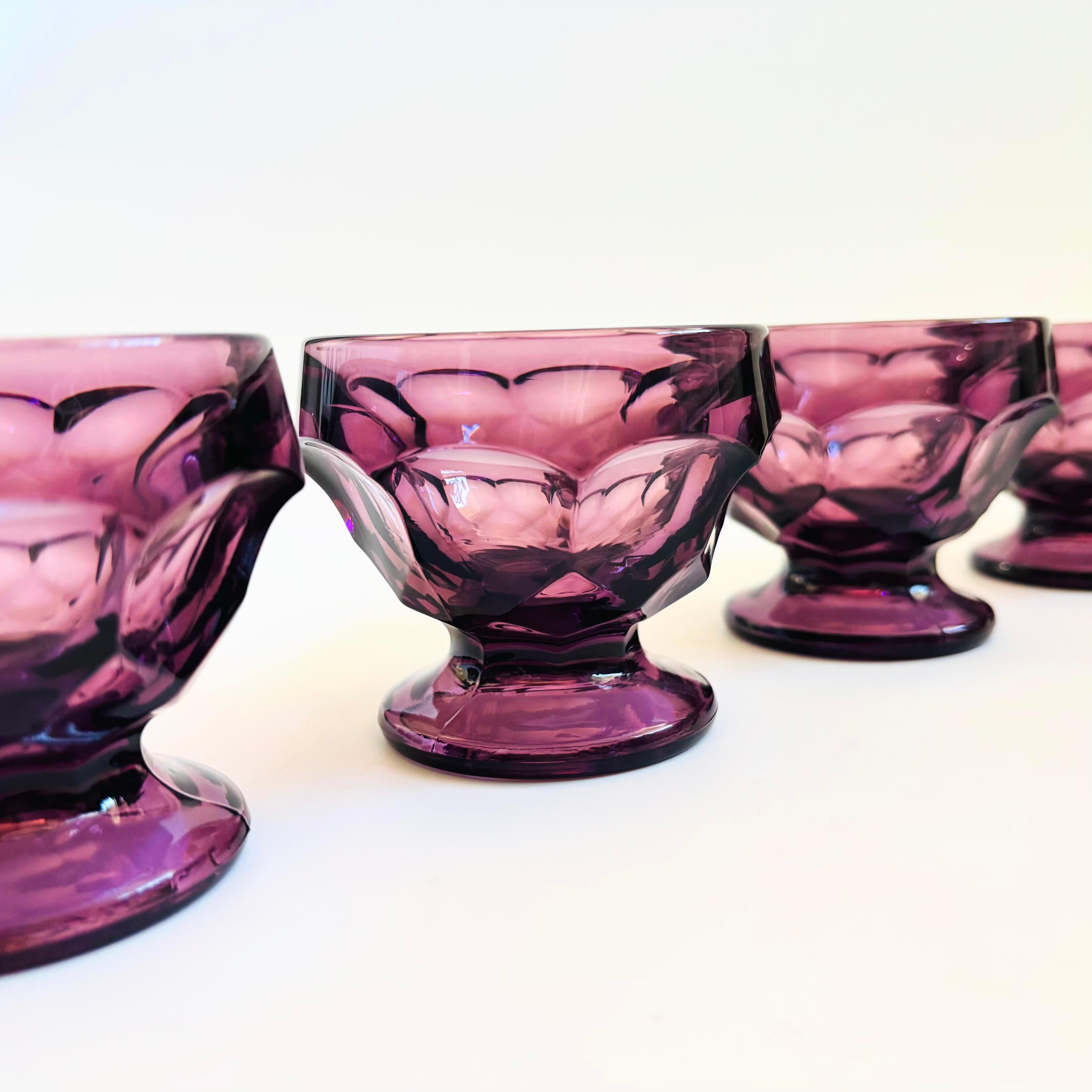 Mid Century Georgian Amethyst Coupe Glasses - Set of 6 For Sale 2