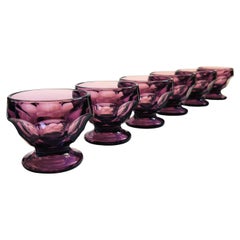 Verres à coupe en améthyste de style géorgien du milieu du siècle - Lot de 6