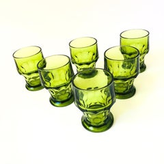 Mid Century Georgian Green Cocktail Glasses - Set of 6