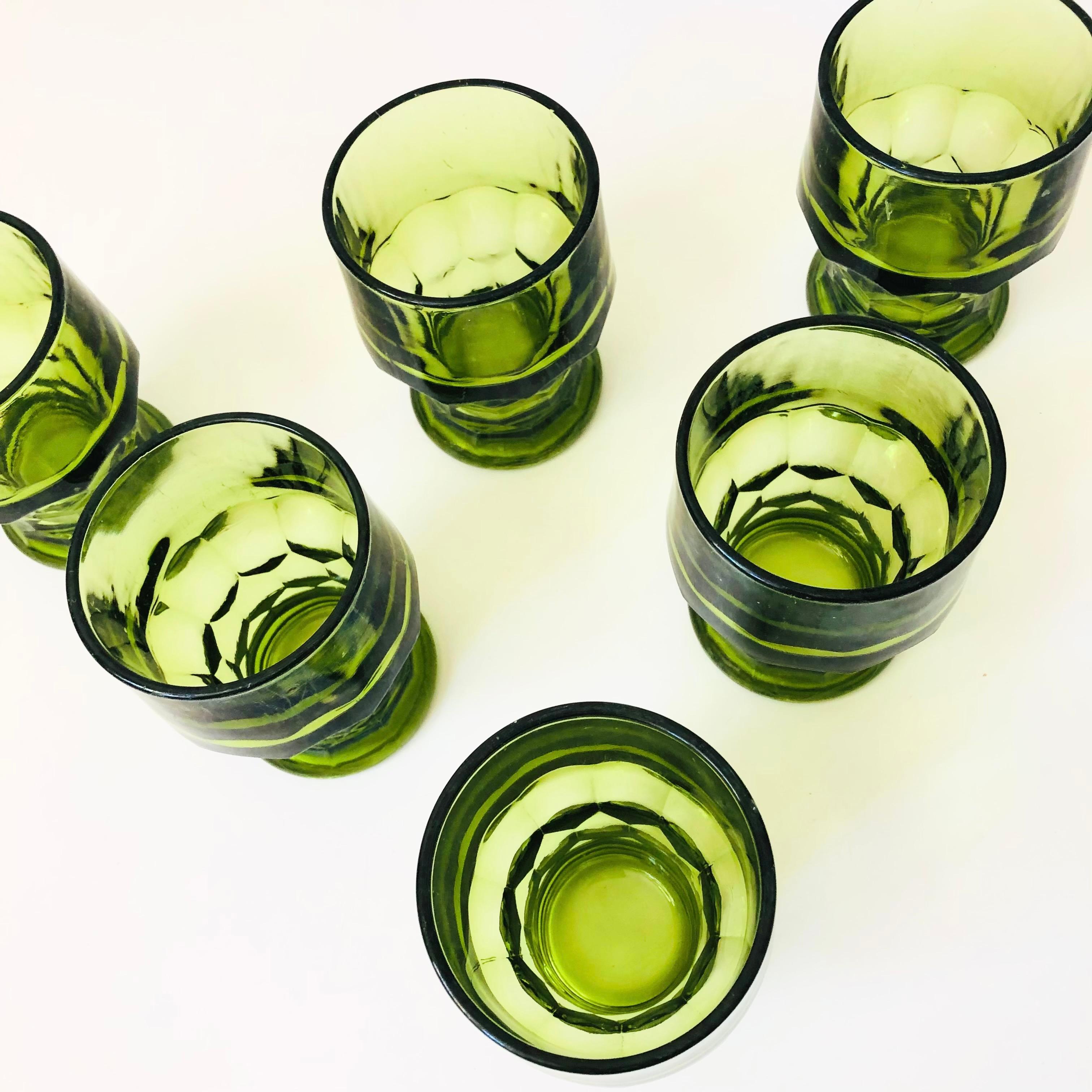 Mid-Century Modern Mid Century Georgian Green Cocktail Glasses - Set of 6