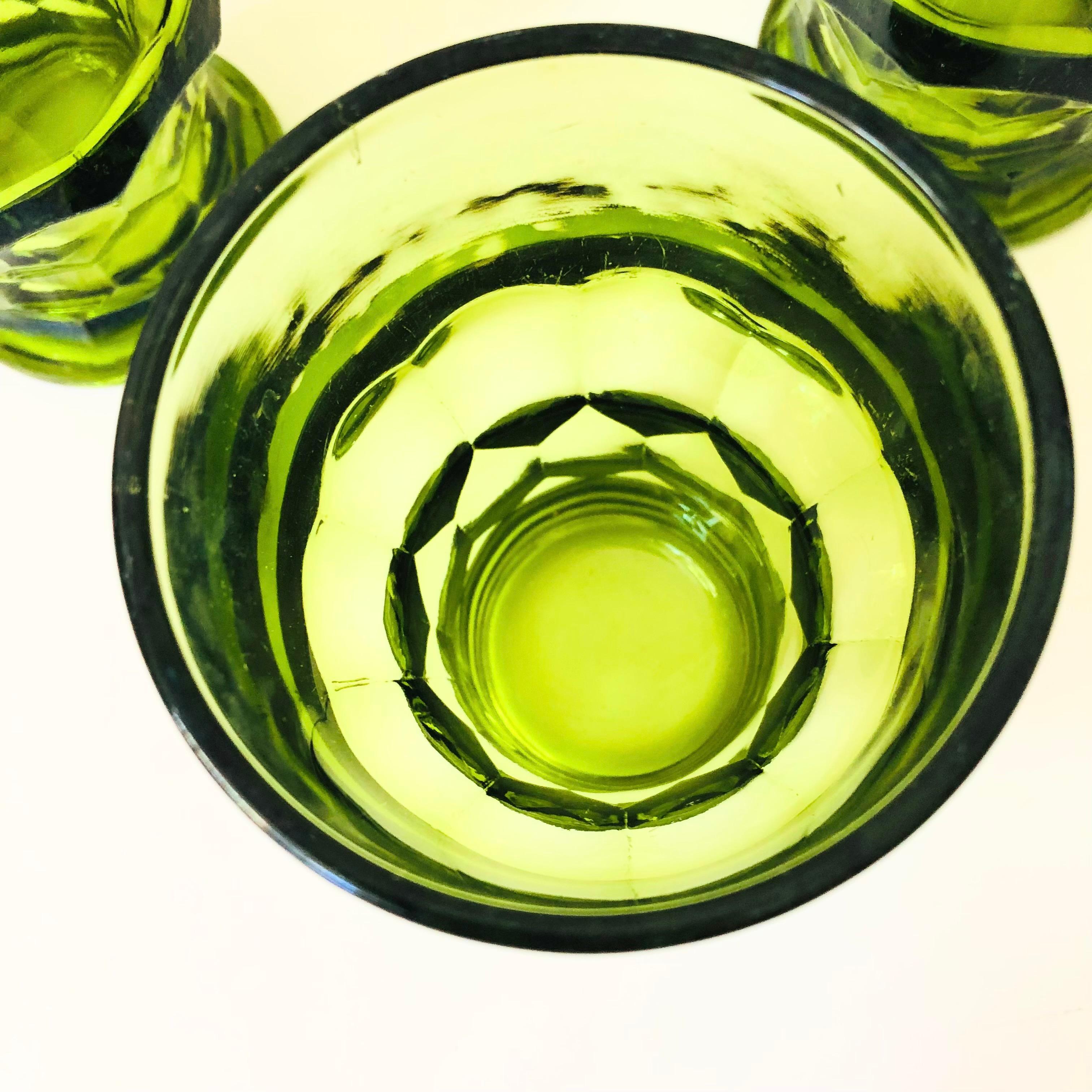 20th Century Mid Century Georgian Green Cocktail Glasses - Set of 6
