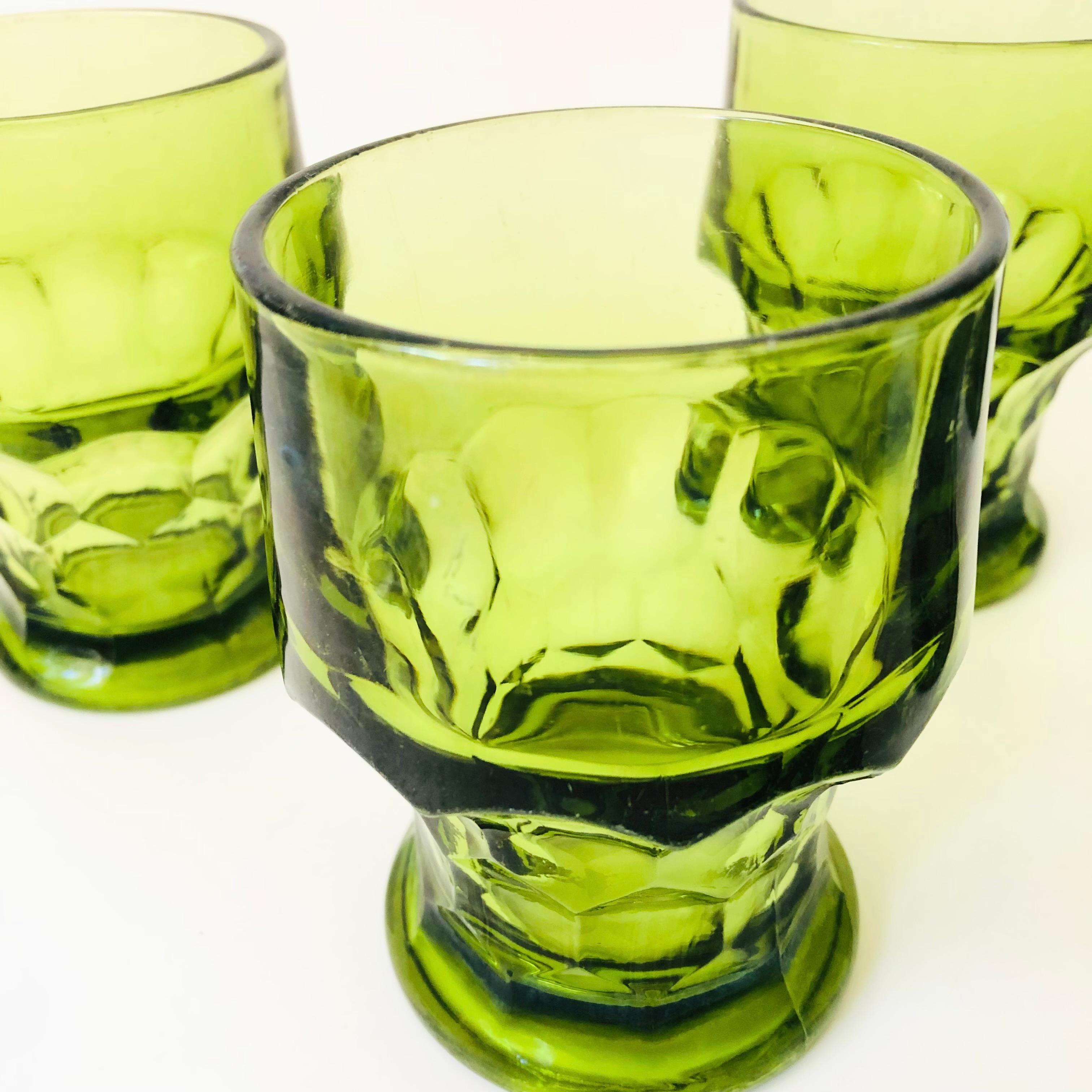 Mid Century Georgian Green Cocktail Glasses - Set of 6 1