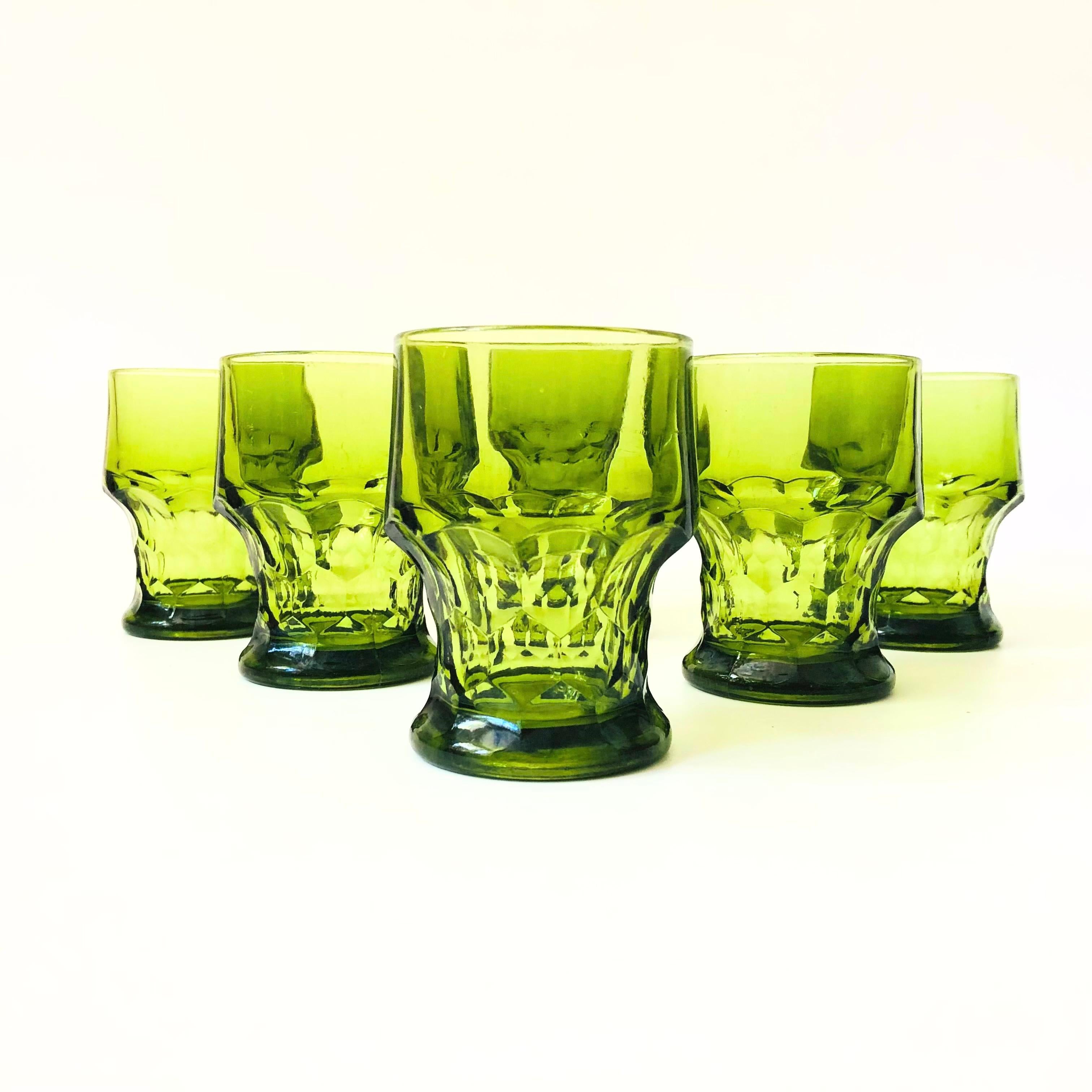 Mid Century Georgian Green Cocktail Glasses - Set of 6 3