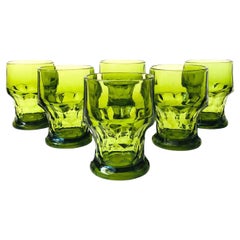 Mid Century Georgian Green Cocktail Glasses - Set of 6