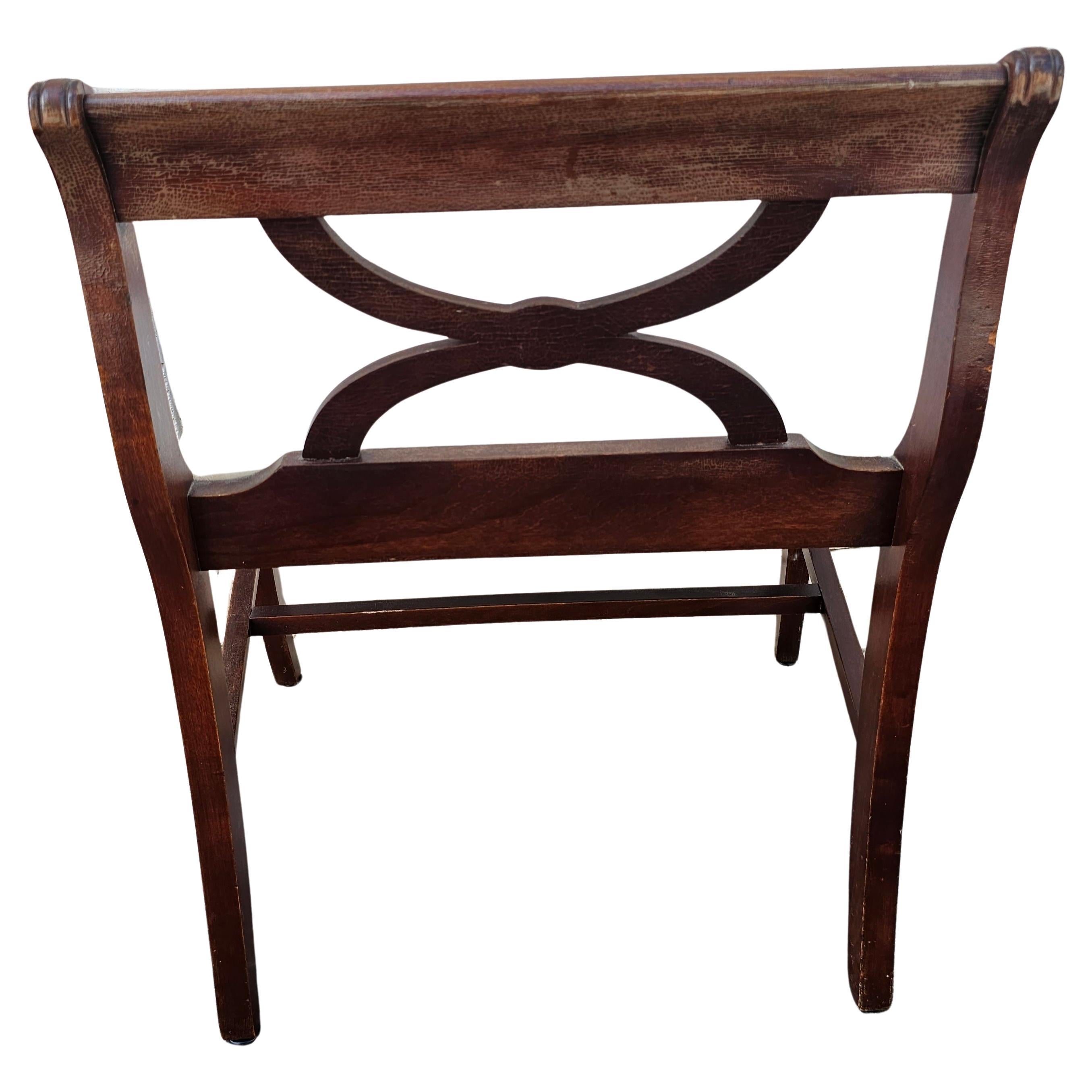 20th Century Mid-Century Georgian Style Mahogany And Upholstered Seat Vanity Bench For Sale