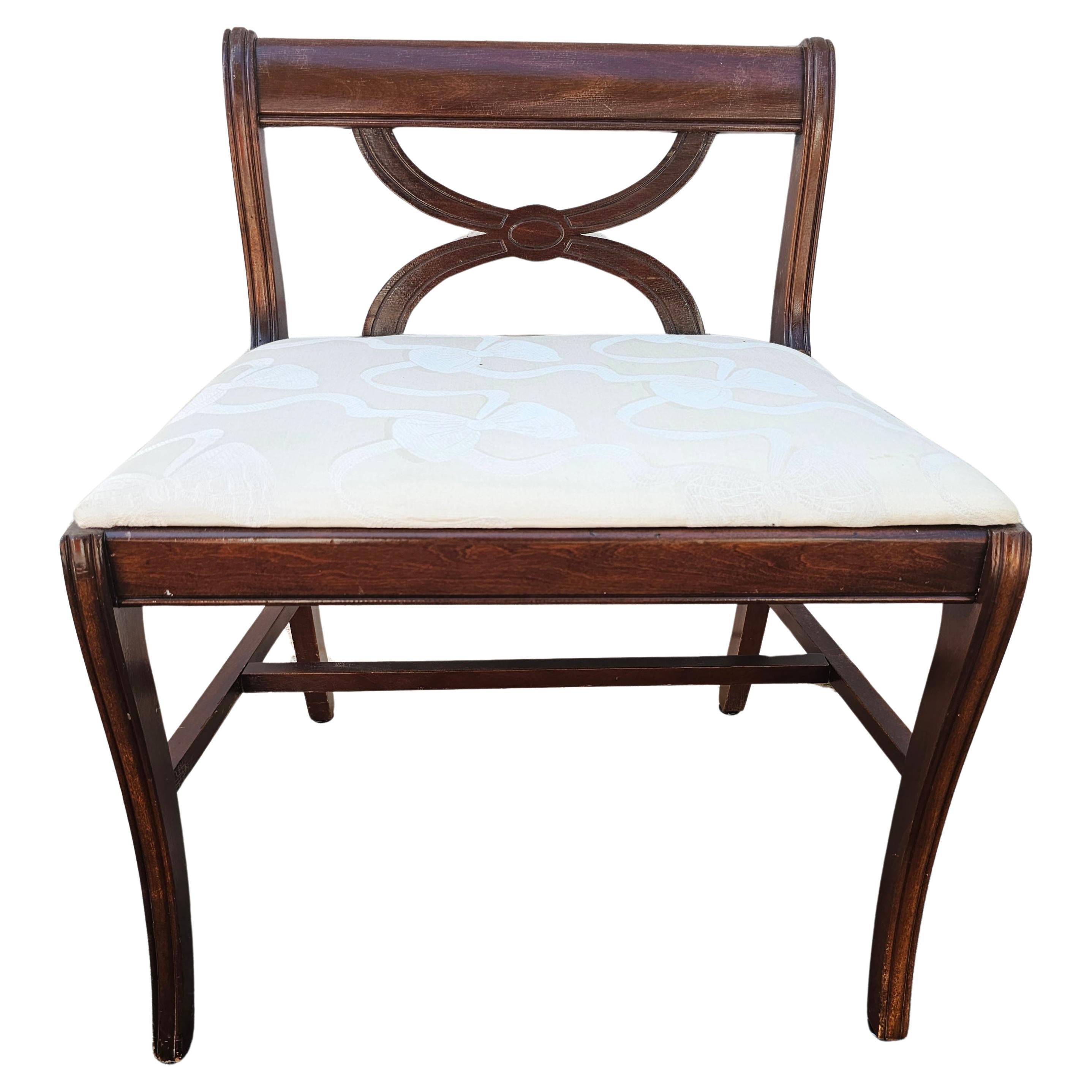 Mid-Century Georgian Style Mahogany And Upholstered Seat Vanity Bench