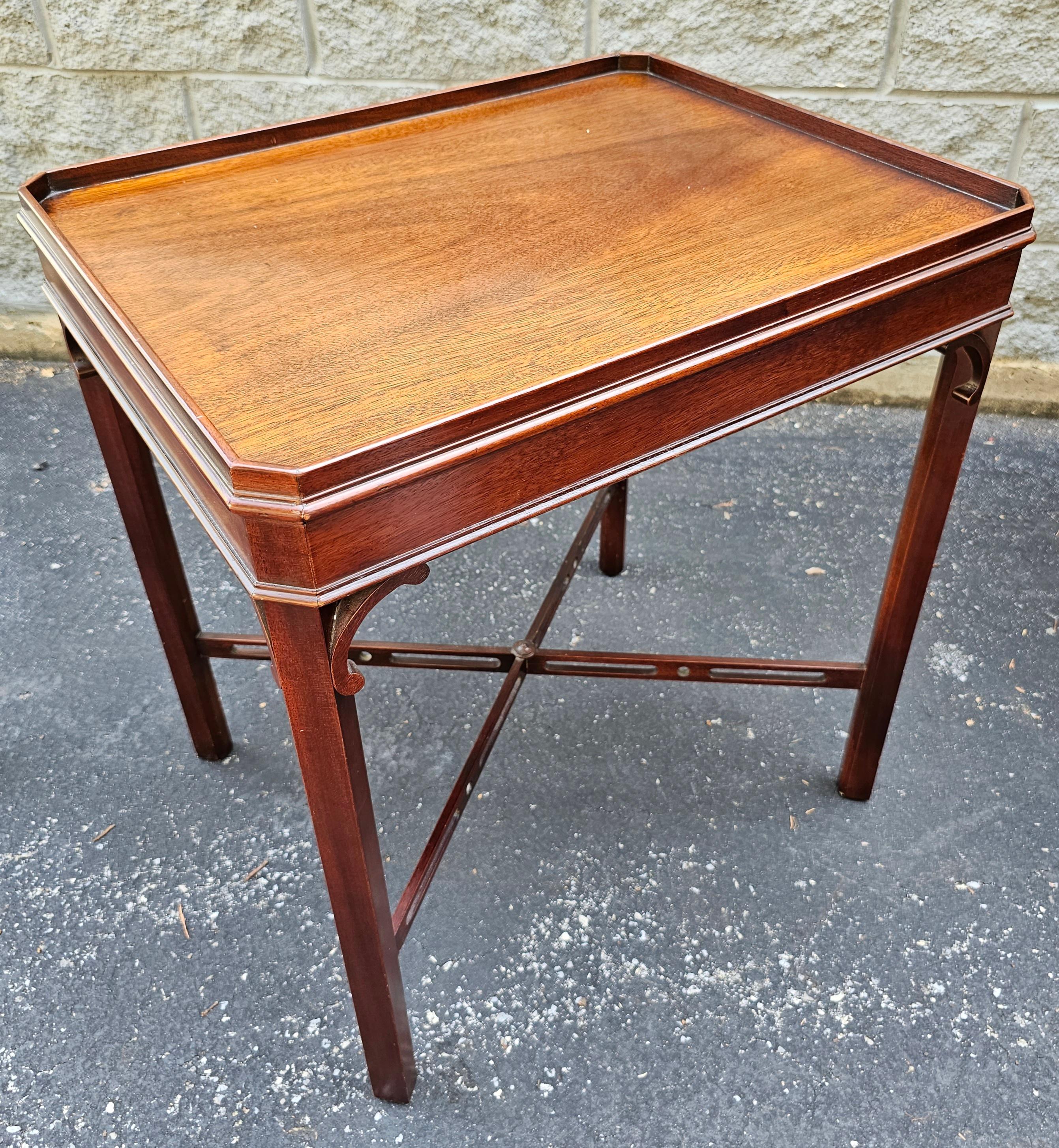 George III Mid-Century Georgian Style Mahogany Stretcher and Galleried  Side Table For Sale