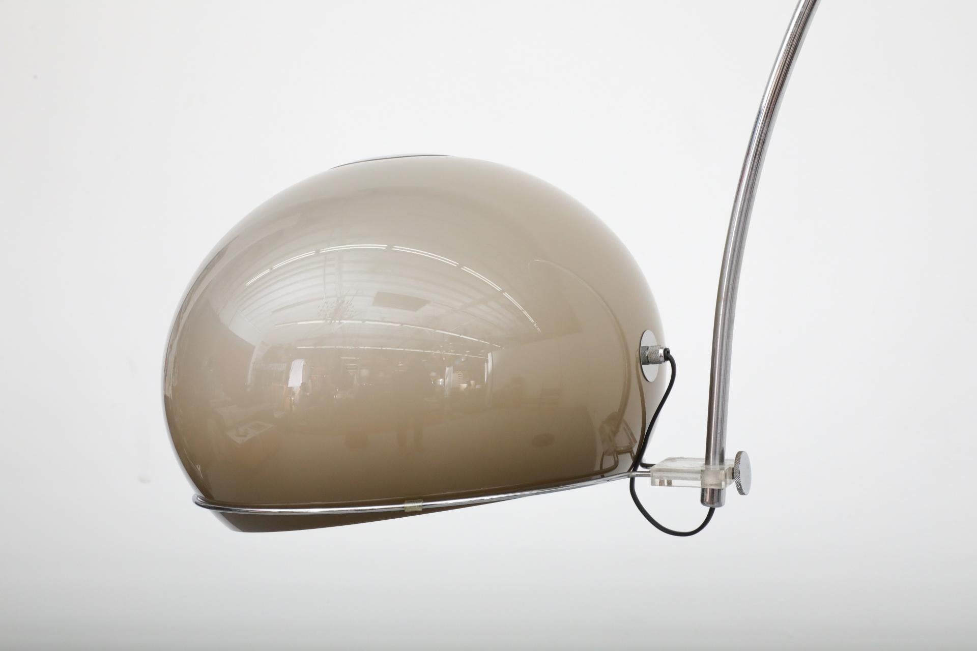 Mid-Century Gepo Arc Lamp with Beige Plexiglass Mushroom Shade and Chrome Stem 4