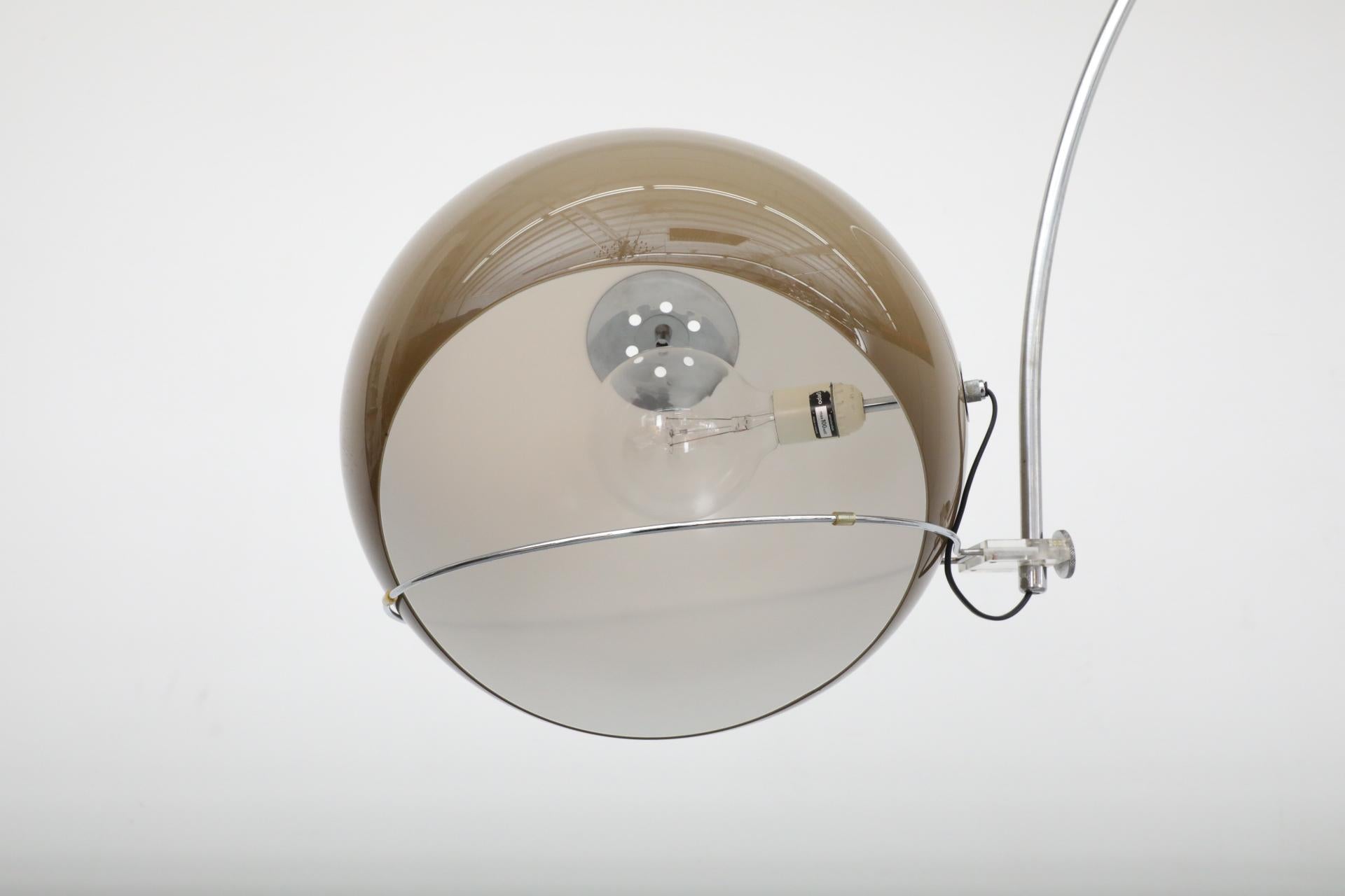 Mid-Century Gepo Arc Lamp with Beige Plexiglass Mushroom Shade and Chrome Stem 5