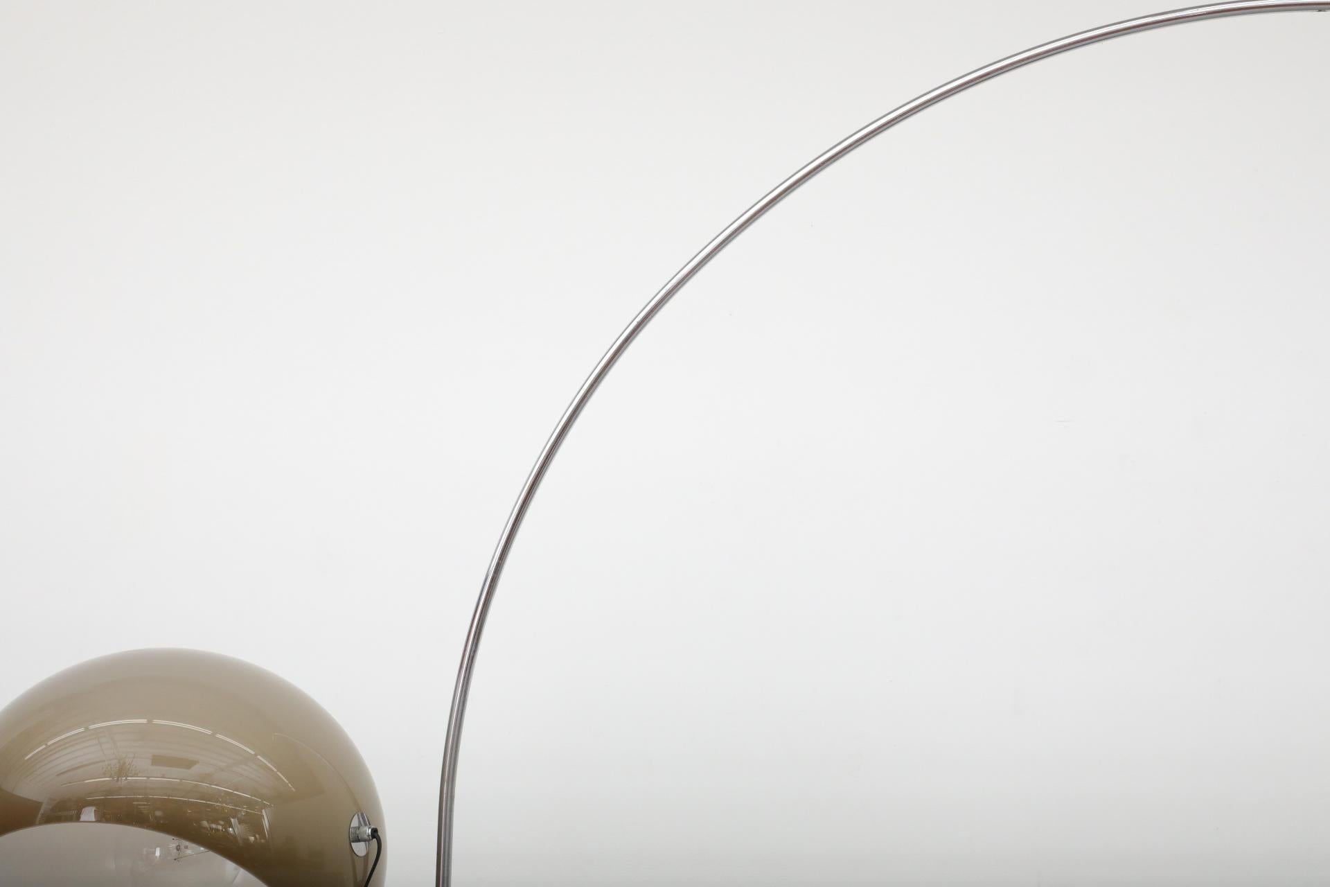 Mid-Century Gepo Arc Lamp with Beige Plexiglass Mushroom Shade and Chrome Stem 6