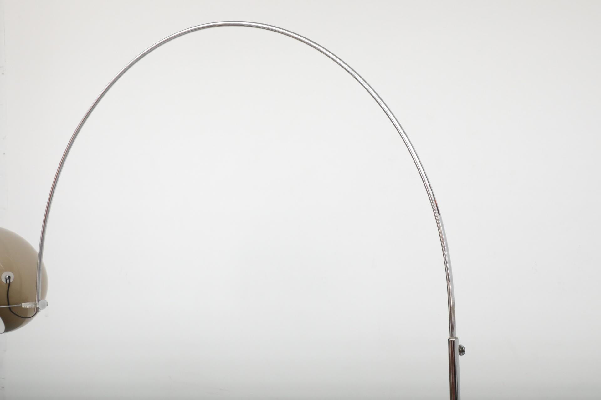Mid-Century Gepo Arc Lamp with Beige Plexiglass Mushroom Shade and Chrome Stem 7