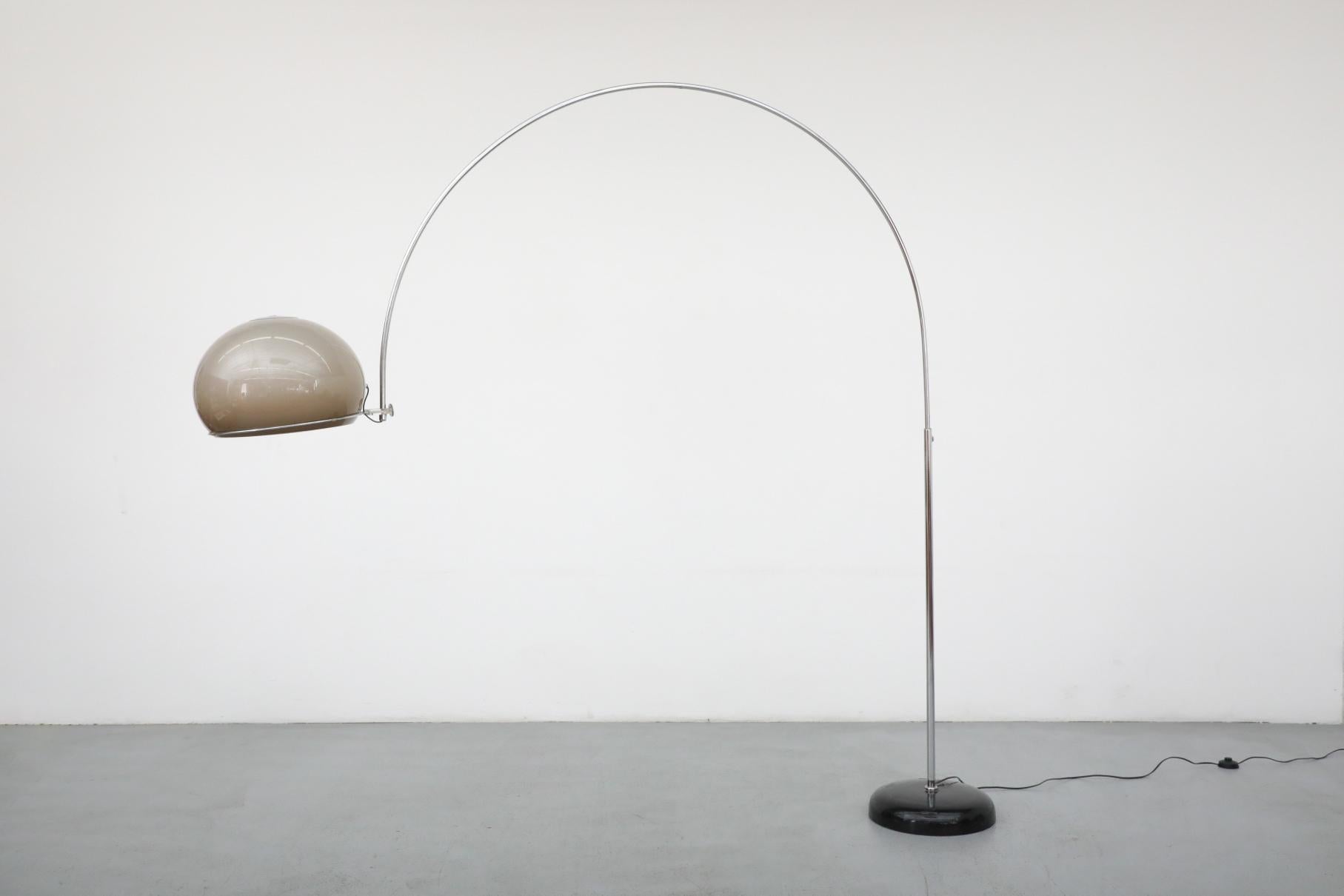 Mid-Century Modern Mid-Century Gepo Arc Lamp with Beige Plexiglass Mushroom Shade and Chrome Stem