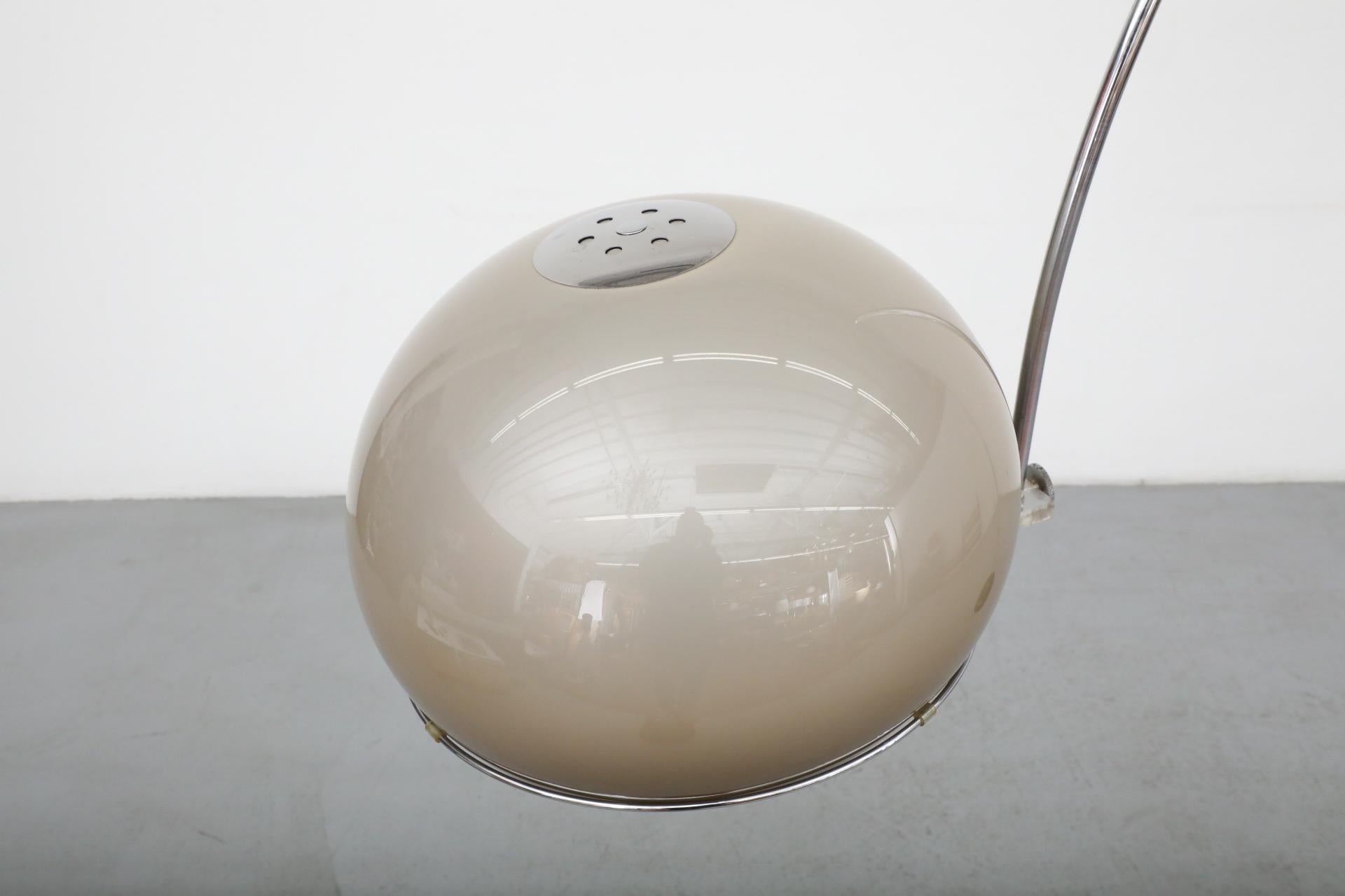 Mid-Century Gepo Arc Lamp with Beige Plexiglass Mushroom Shade and Chrome Stem 3