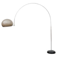 Mid-Century Gepo Arc Lamp with Beige Plexiglass Mushroom Shade and Chrome Stem