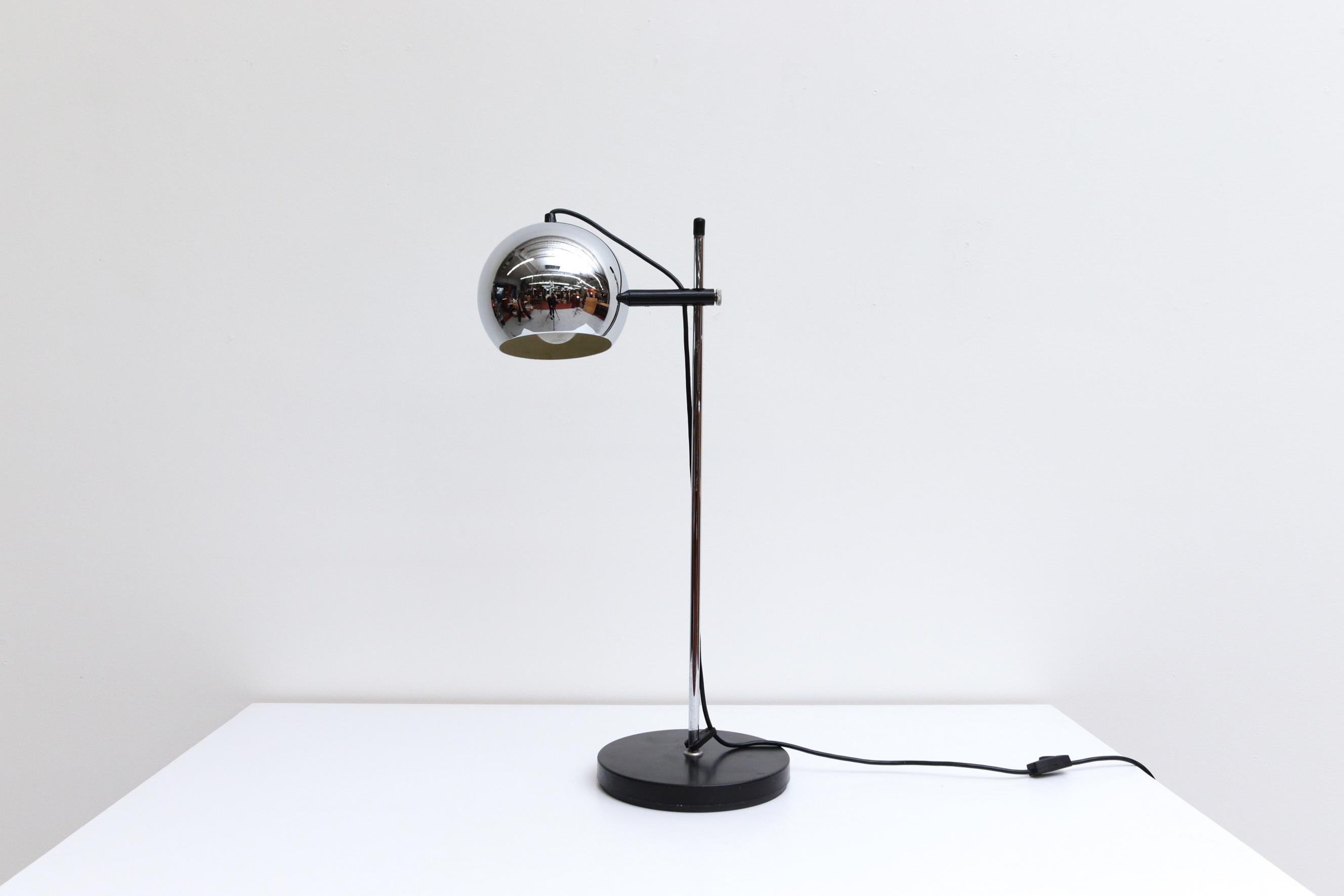 Mid Century, Gepo (attr), Chome Globe Table Lamp with Black Base 10