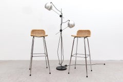 Mid-Century Gepo Double Globe Floor Lamp, Brushed Aluminum, Black Enamel