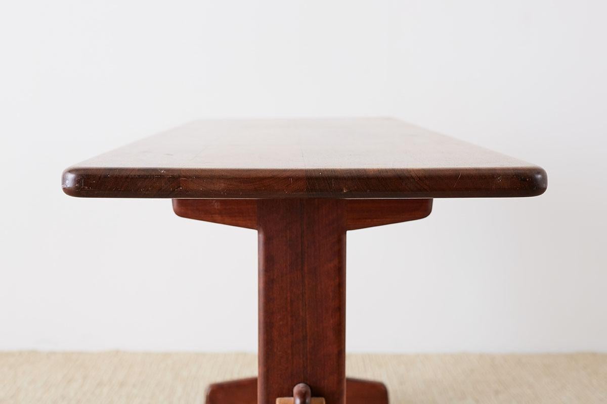 Midcentury Gerald McCabe African Shedua Trestle Table 10