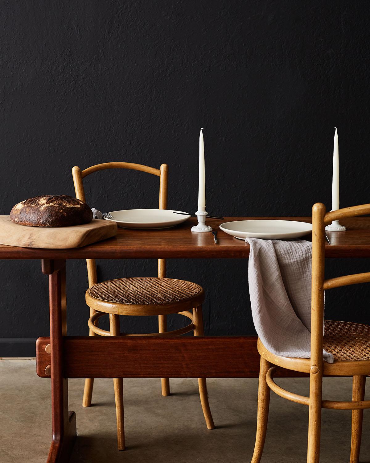 Midcentury Gerald McCabe African Shedua Trestle Table In Good Condition In Rio Vista, CA