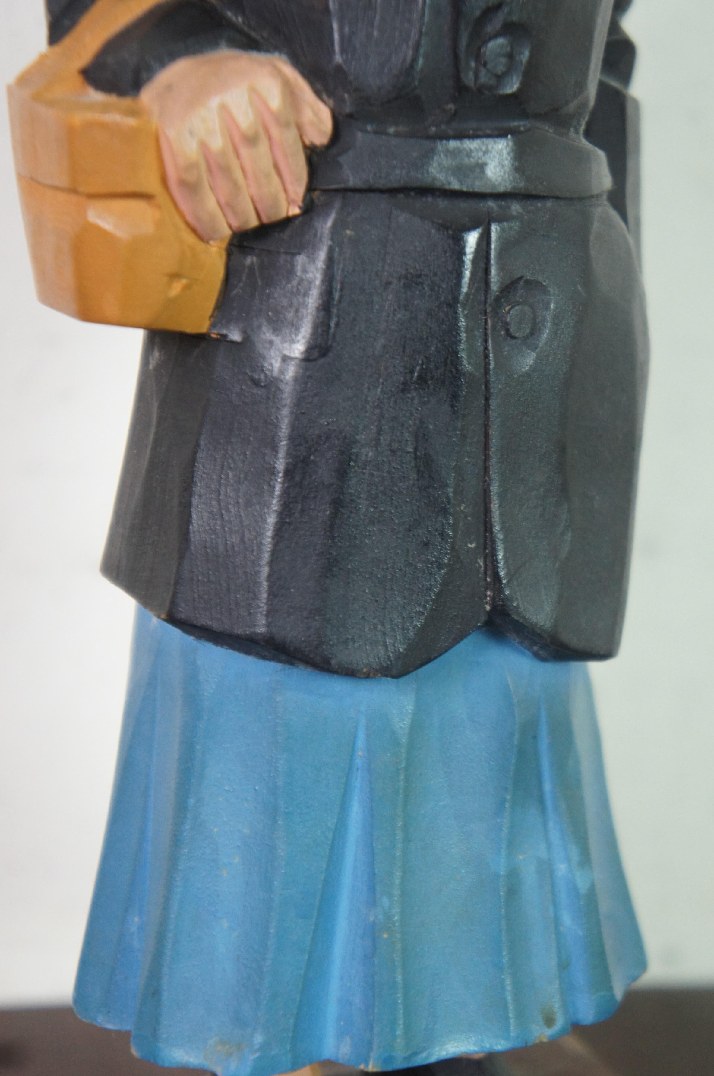 Mid Century Gerald Pat Hannah Canadian Carved Wood Figure Rose 5