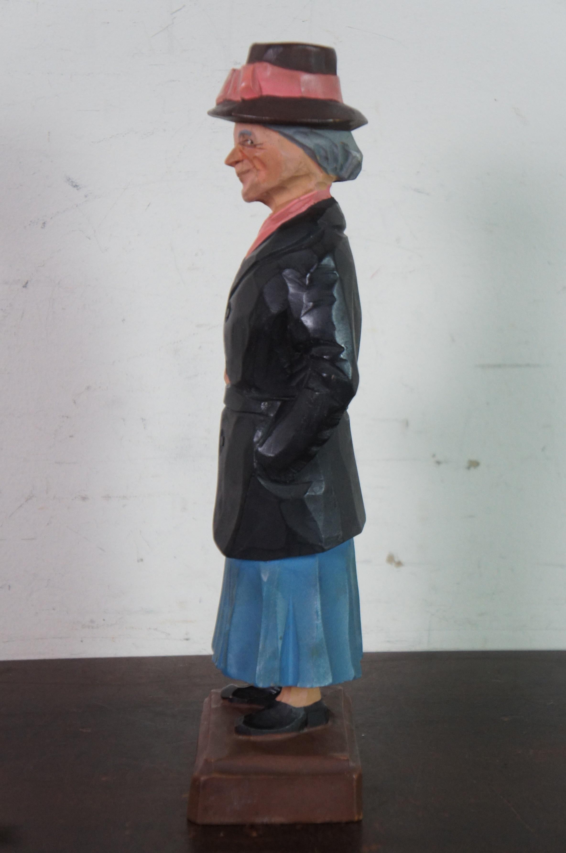 20th Century Mid Century Gerald Pat Hannah Canadian Carved Wood Figure Rose