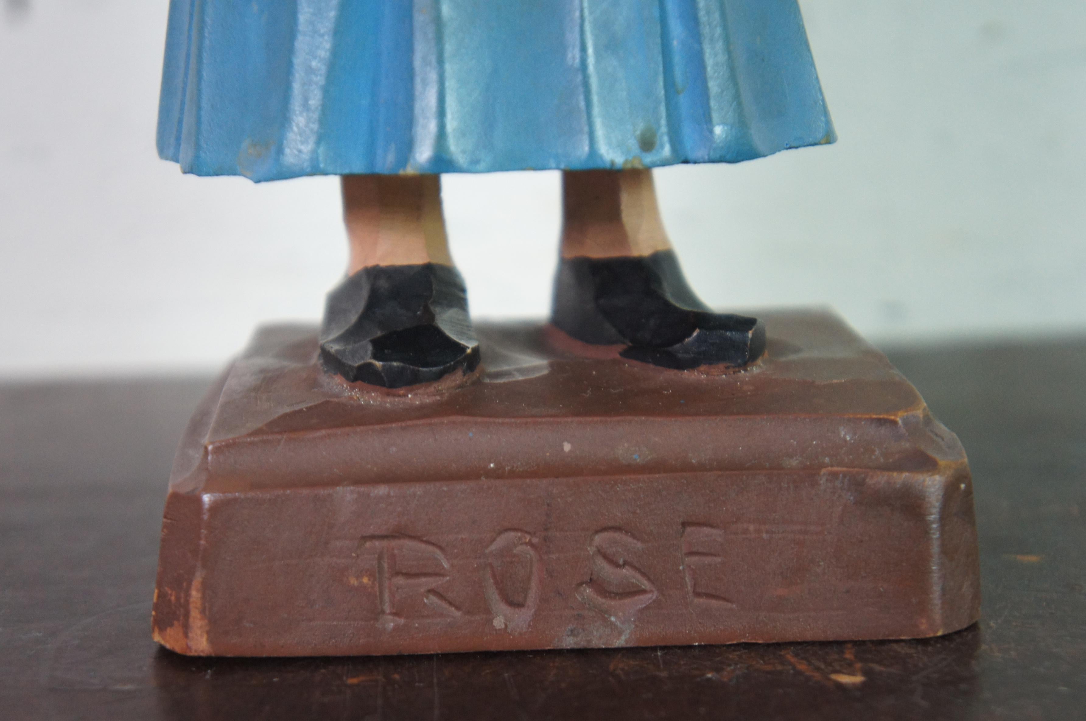 Mid Century Gerald Pat Hannah Canadian Carved Wood Figure Rose 3