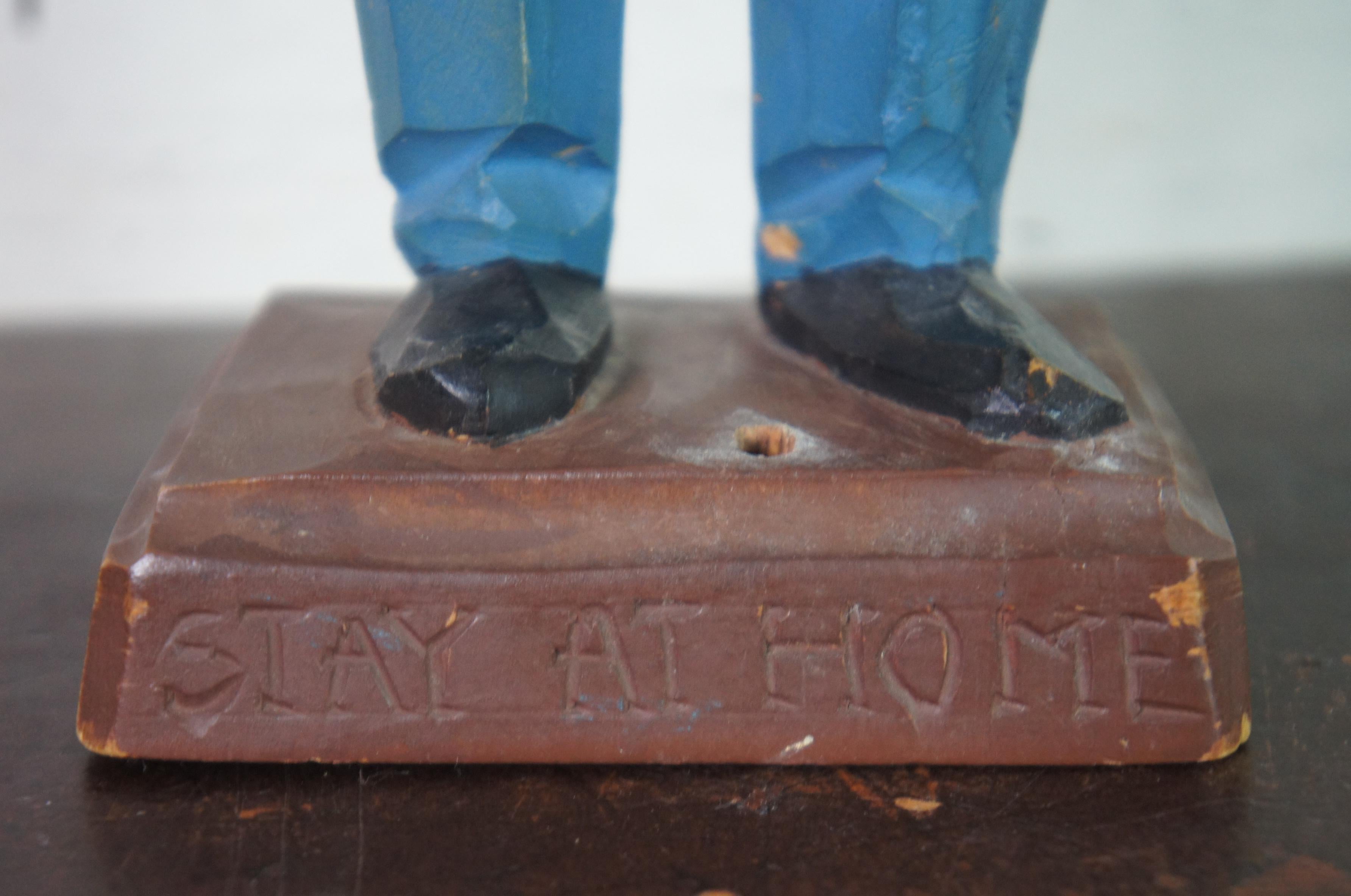Mid Century Gerald Pat Hannah Canadian Carved Wood Figure Stay at Home 3