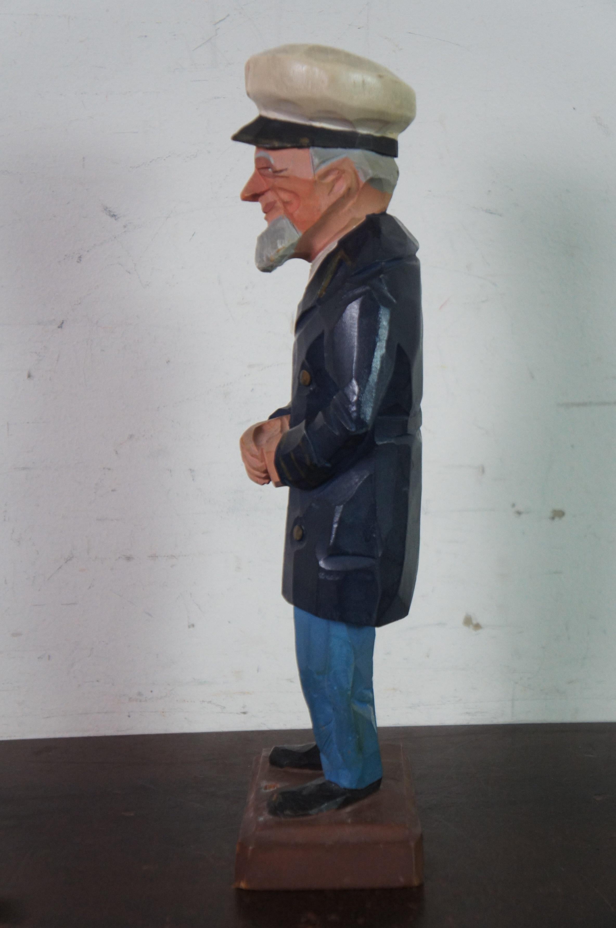 Mid Century Gerald Pat Hannah Canadian Carved Wood Figure Stay at Home In Good Condition In Dayton, OH