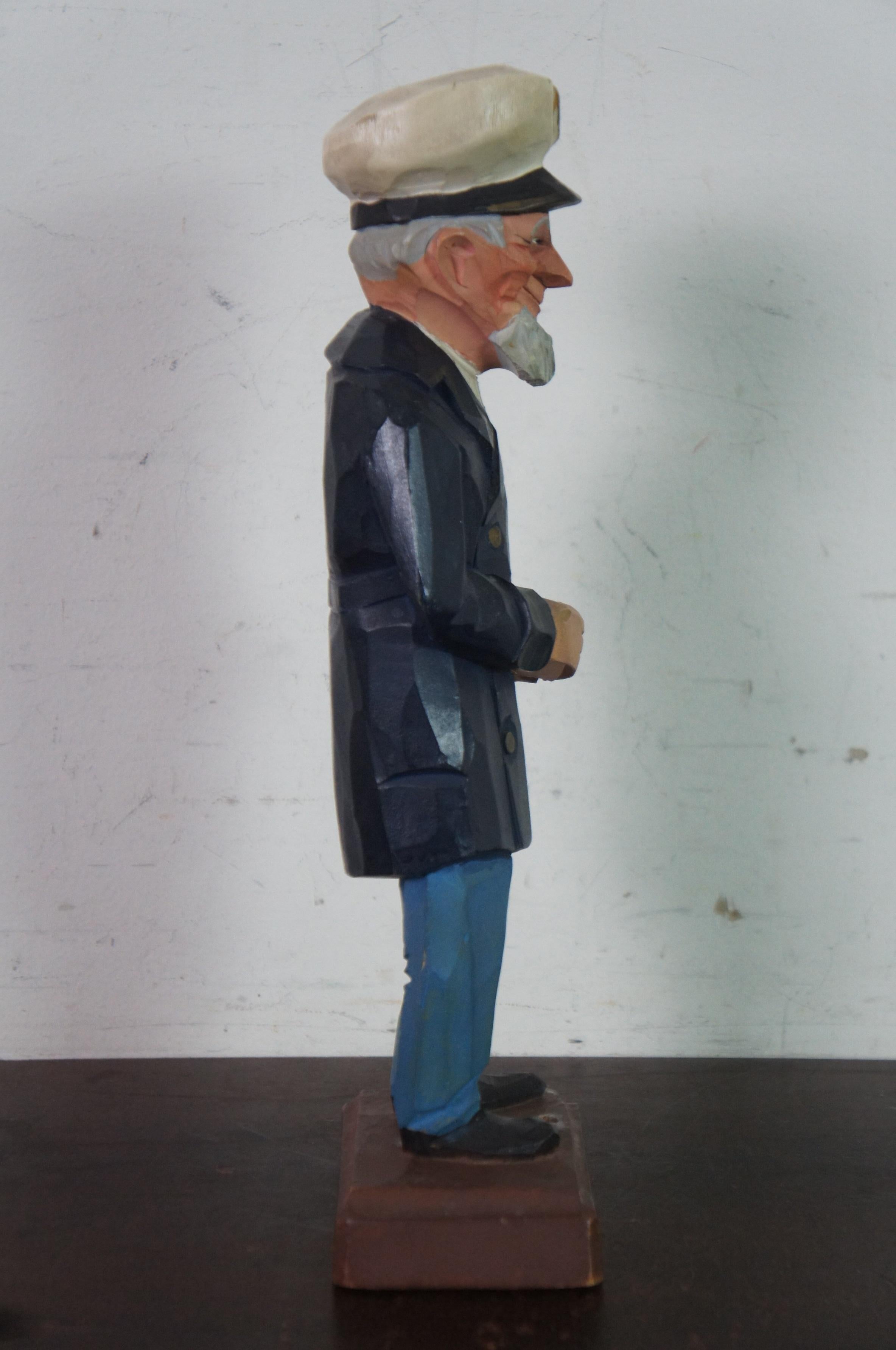 20th Century Mid Century Gerald Pat Hannah Canadian Carved Wood Figure Stay at Home