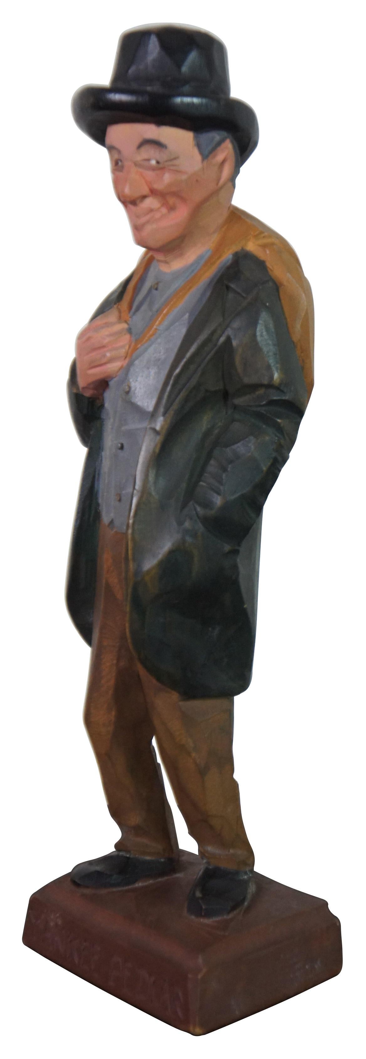 Mid Century Gerald Pat Hannah Canadian Carved Wood Figure Yankee Pedlar