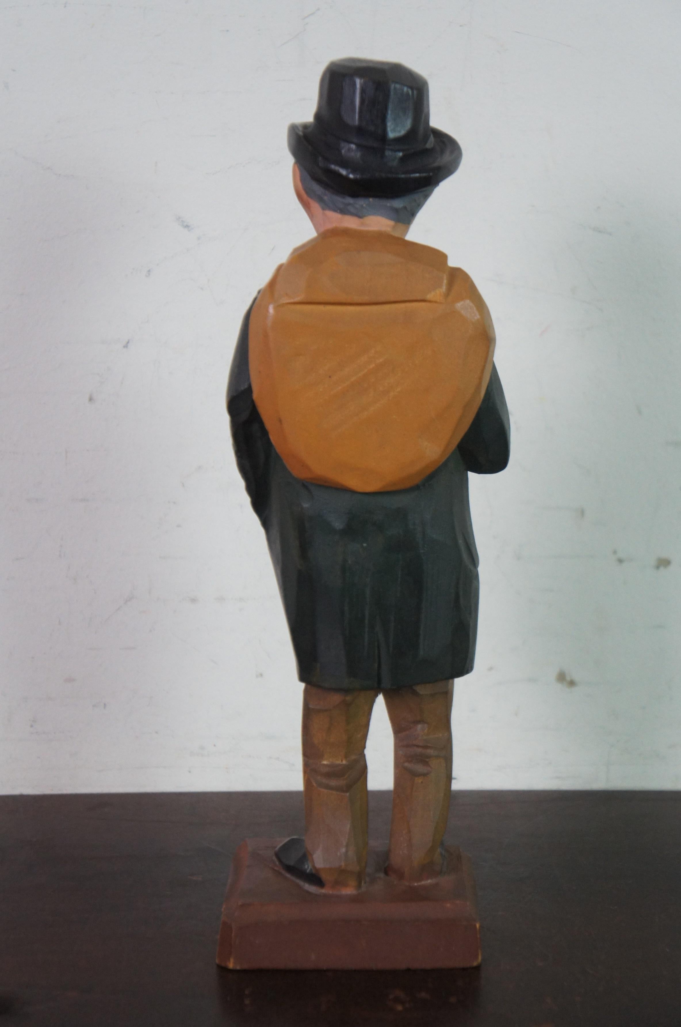 Mid Century Gerald Pat Hannah Canadian Carved Wood Figure Yankee Pedlar