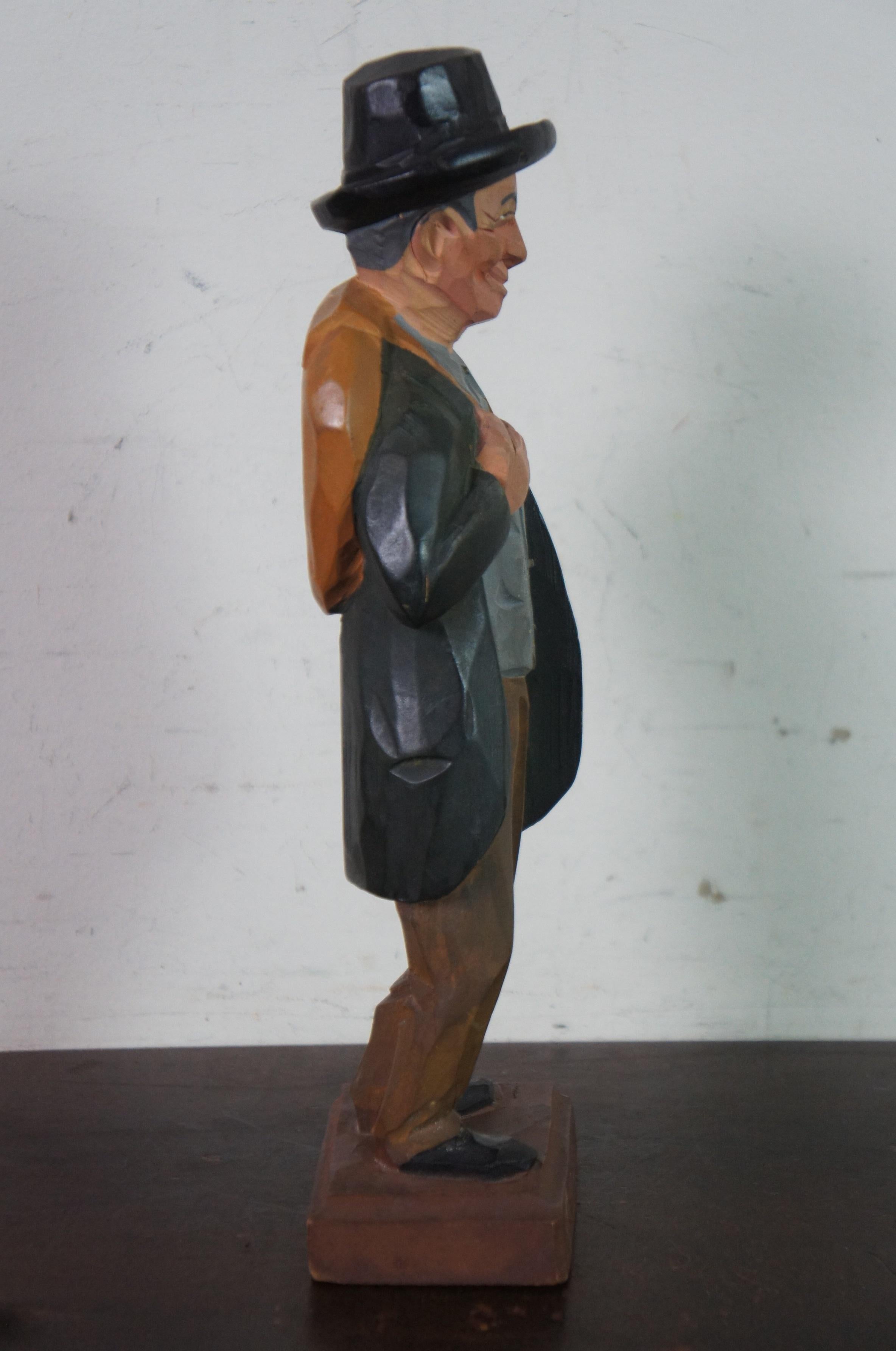 Mid Century Gerald Pat Hannah Canadian Carved Wood Figure Yankee Pedlar