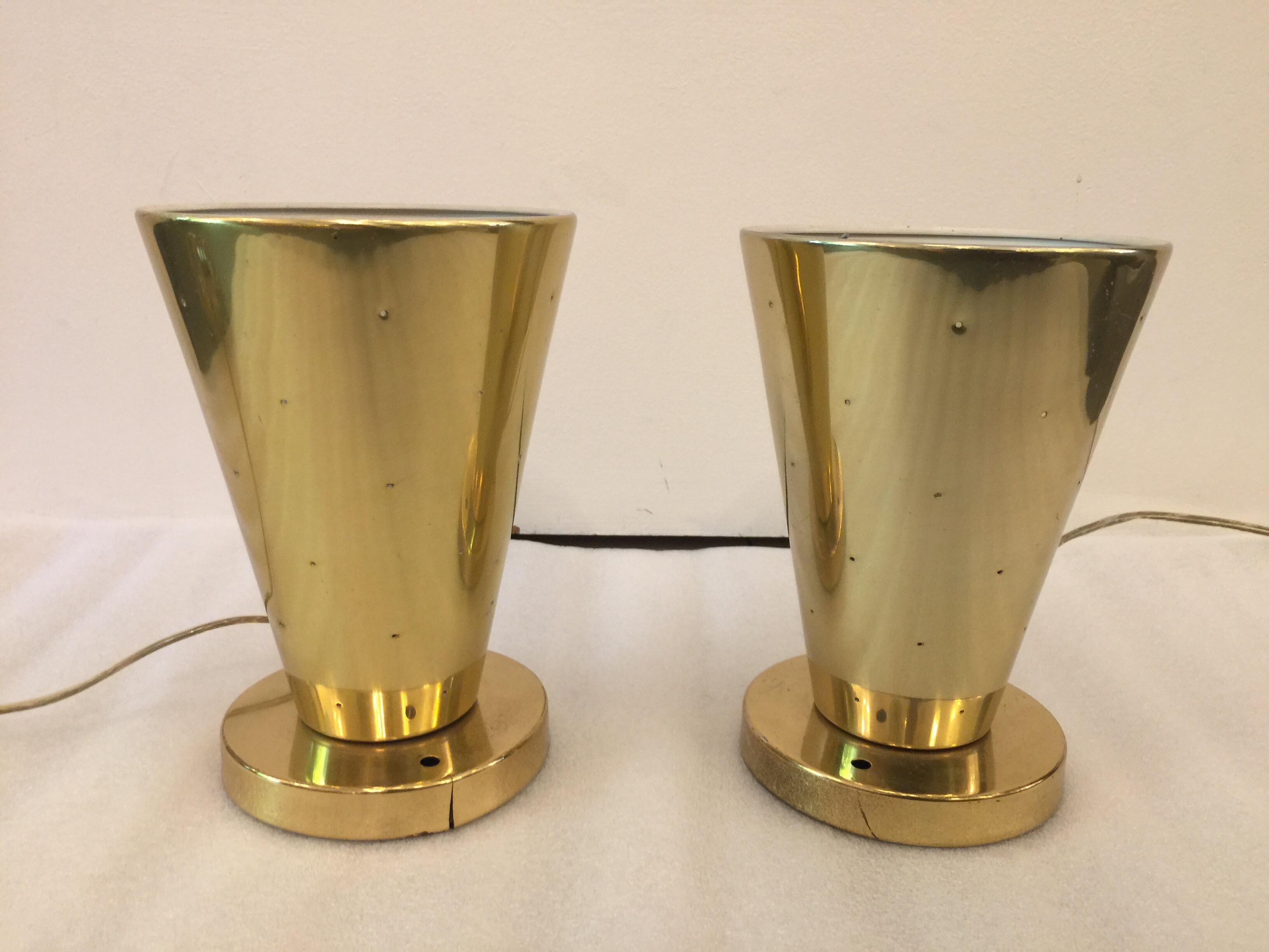 Aluminum Midcentury Gerald Thurston for Lightolier Ceiling Cone Fixtures, Pair