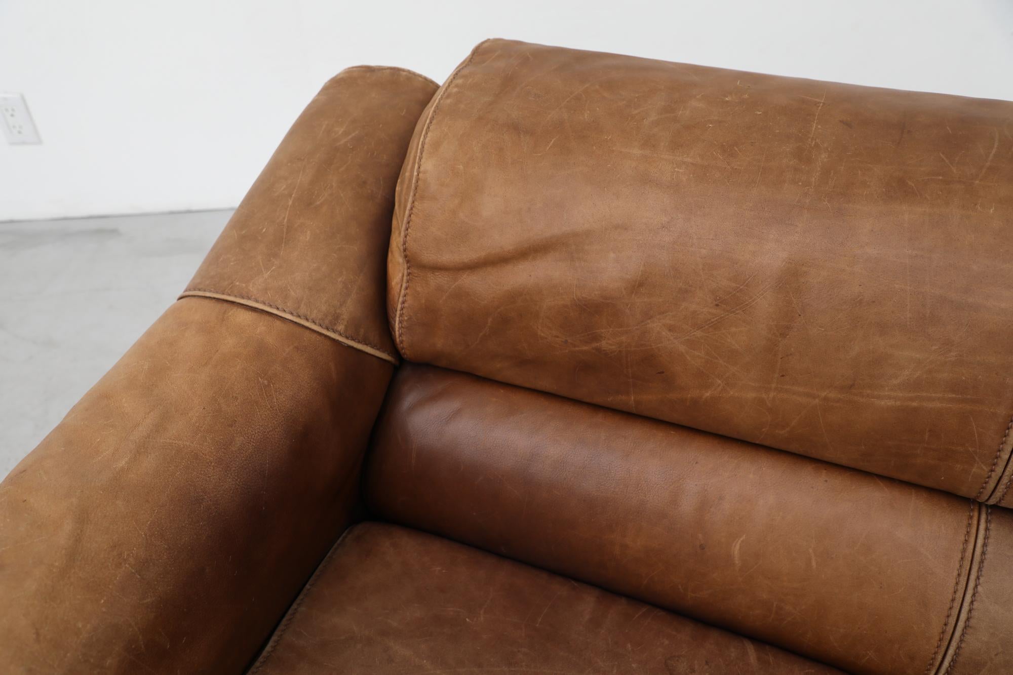 Midcentury Gerard Van Den Berg Style Large Brown Leather Sofa 5