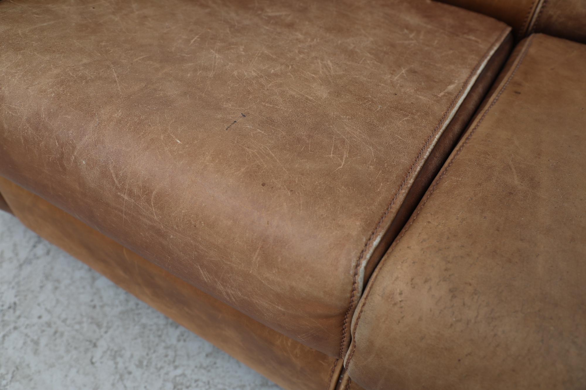 Midcentury Gerard Van Den Berg Style Large Brown Leather Sofa 7