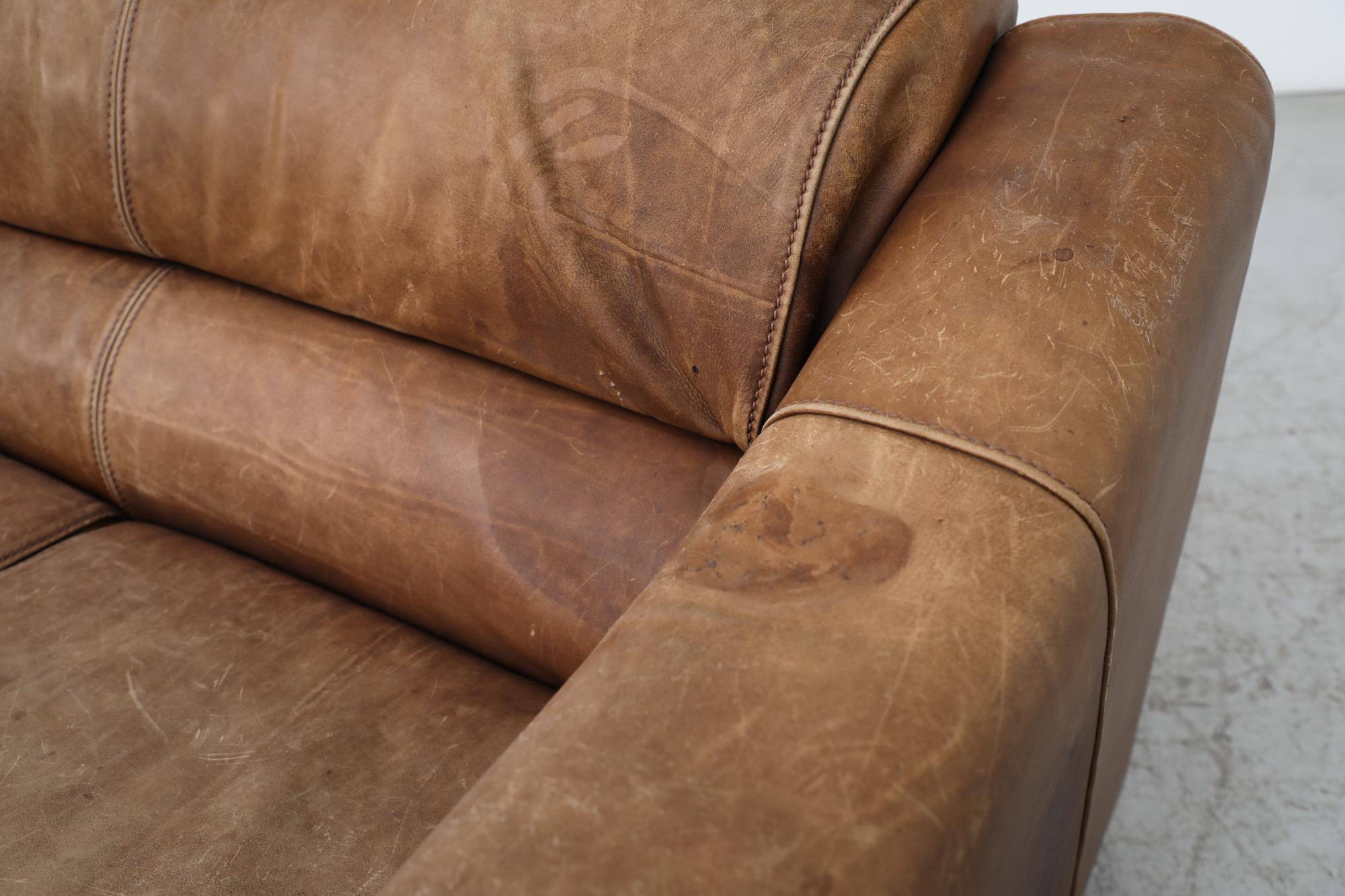 Midcentury Gerard Van Den Berg Style Large Brown Leather Sofa 10