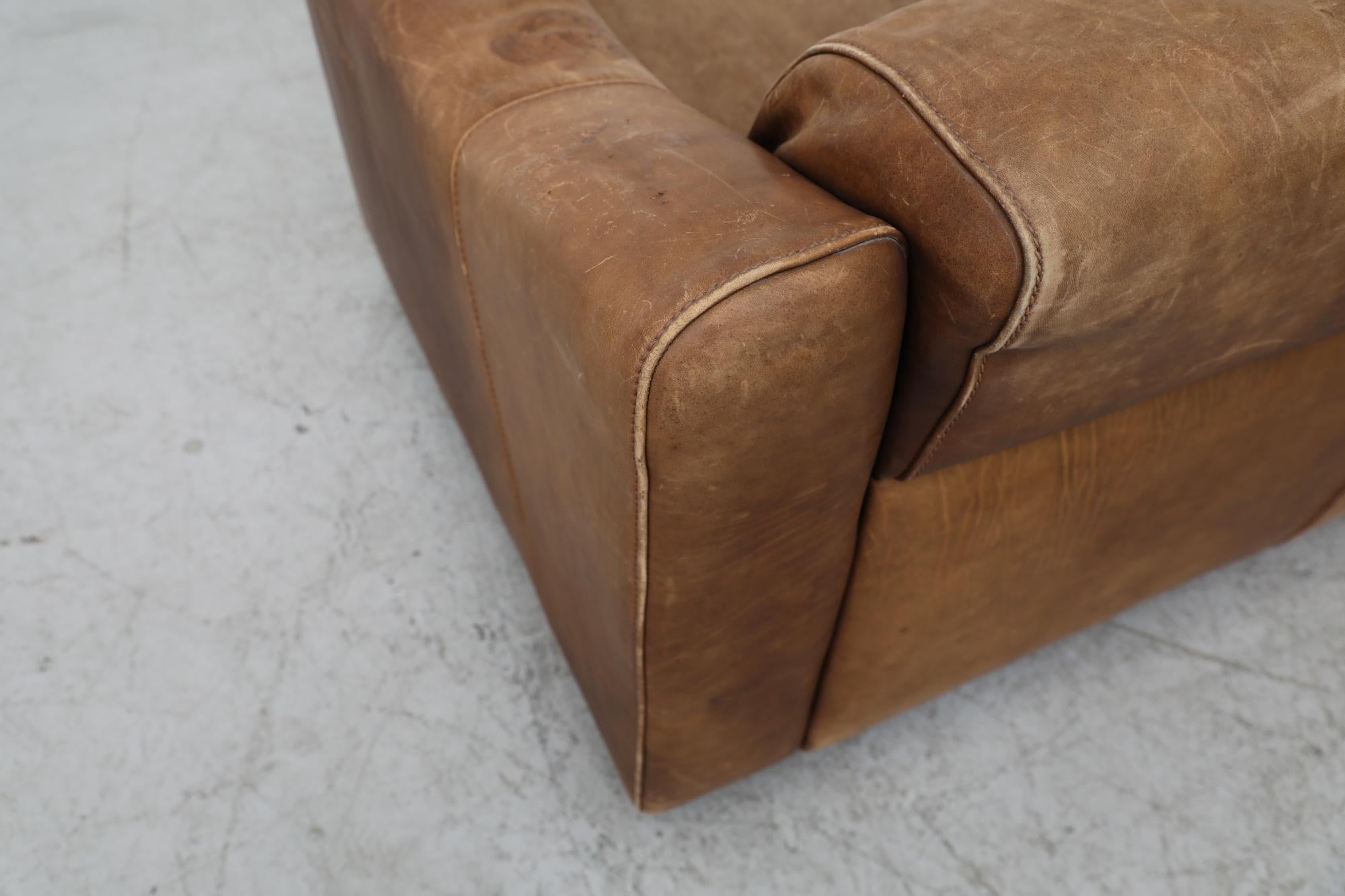 Midcentury Gerard Van Den Berg Style Large Brown Leather Sofa 3