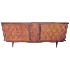 Deutsches Art-déco-Sideboard aus Mahagoni und Messing, gemustert, Mitte des Jahrhunderts