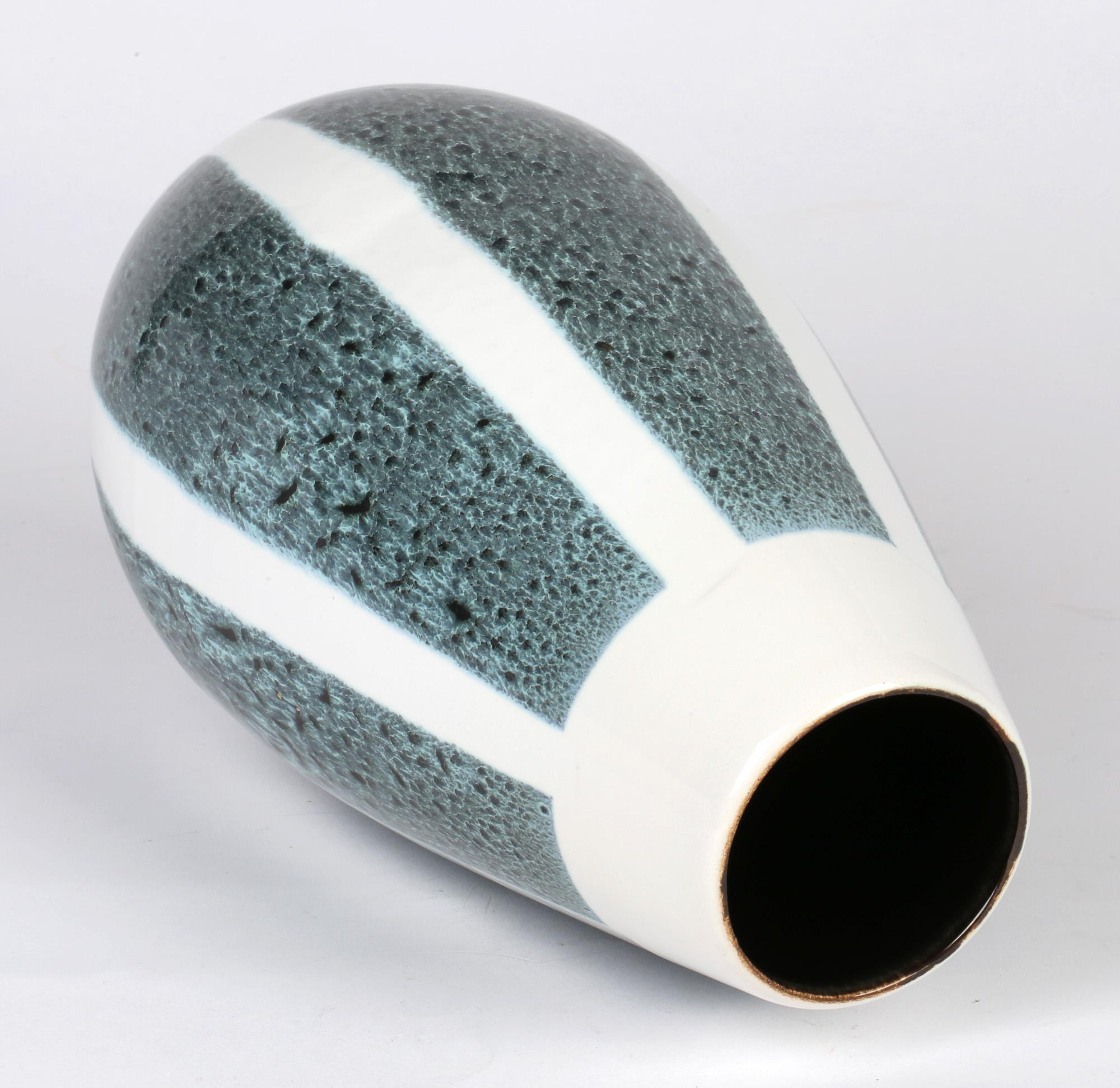 Mid-Century German Blue Panel Decorated Ceramic Vase For Sale 4